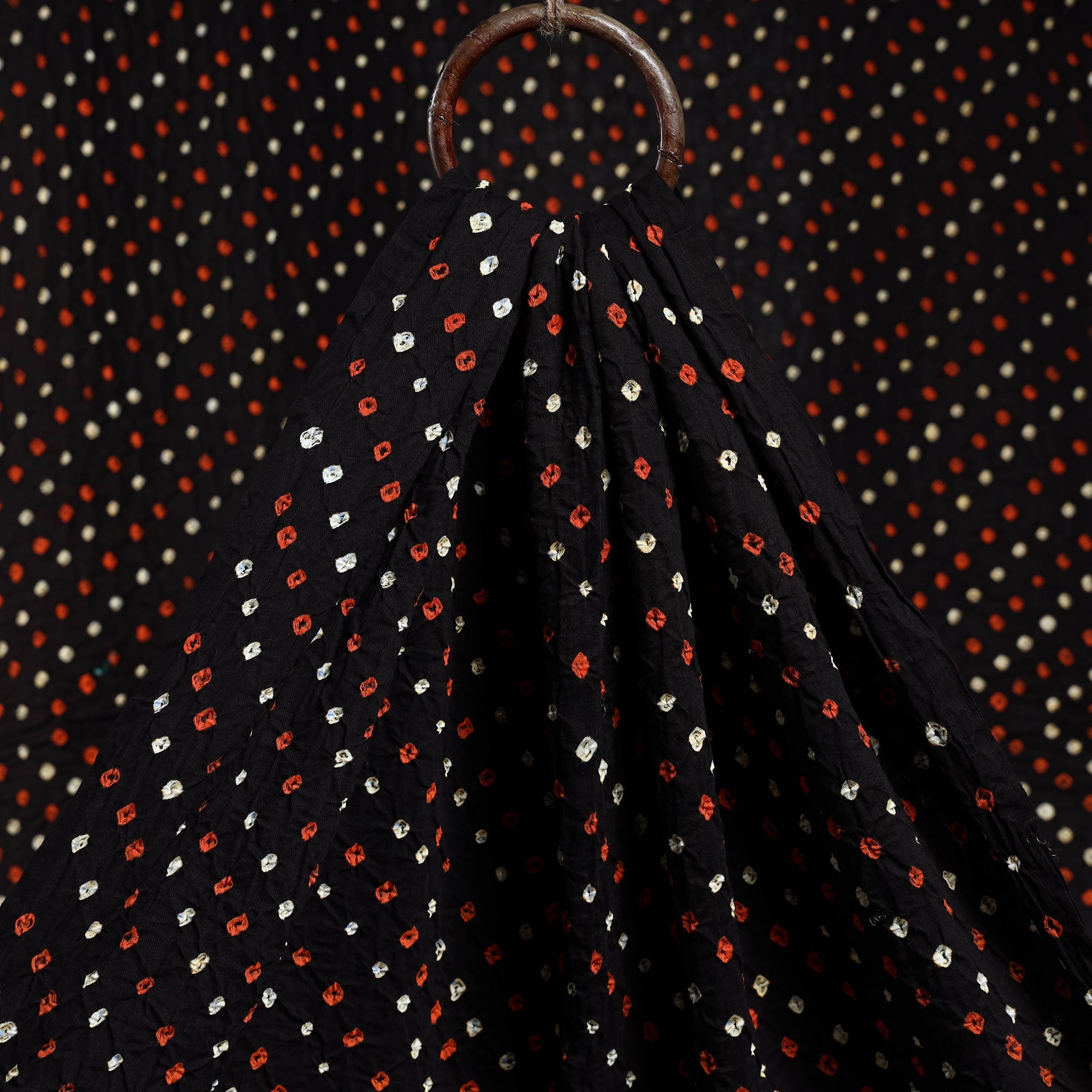 KACHCHH JI CHHAAP Black - Kutch Bandhani Tie-Dye Mul Cotton Fabric 05