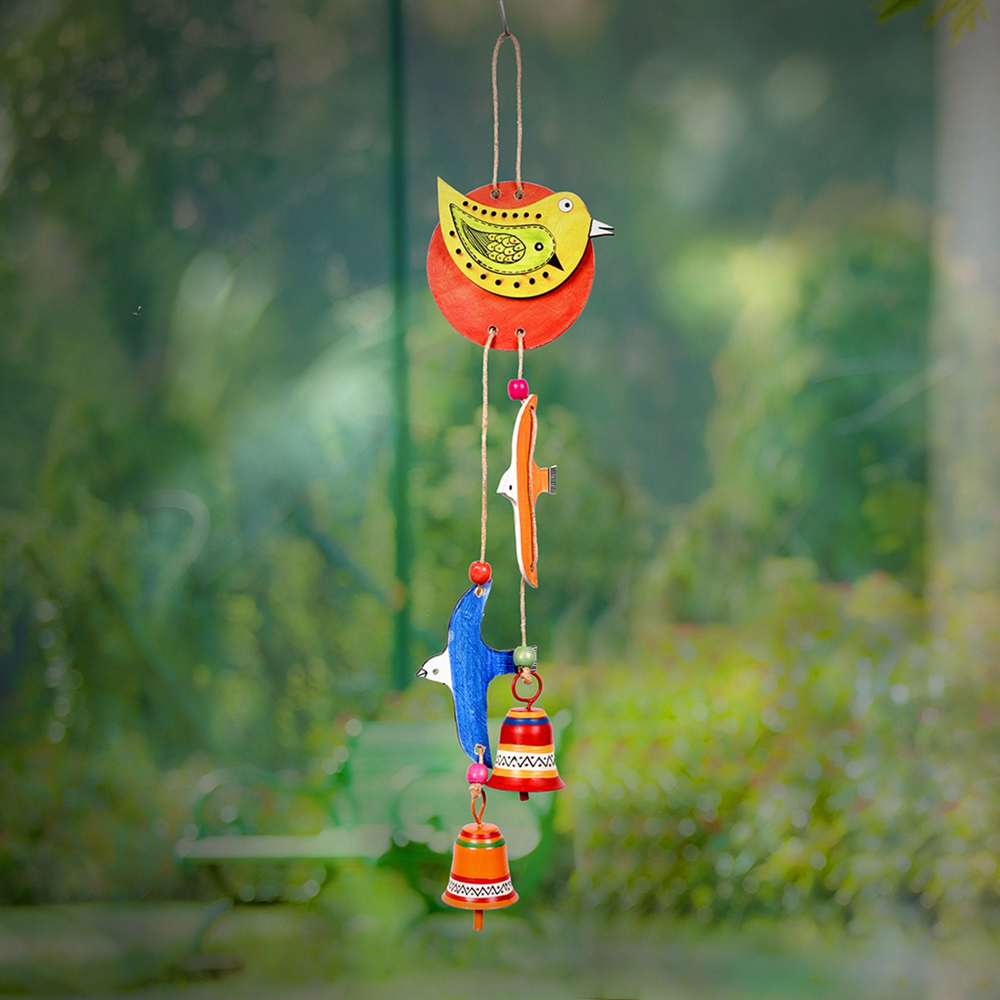 ART CREATIONS BY SUMAN SONTHALIA 2 Flying Birds Windchime with Two Metal Bells