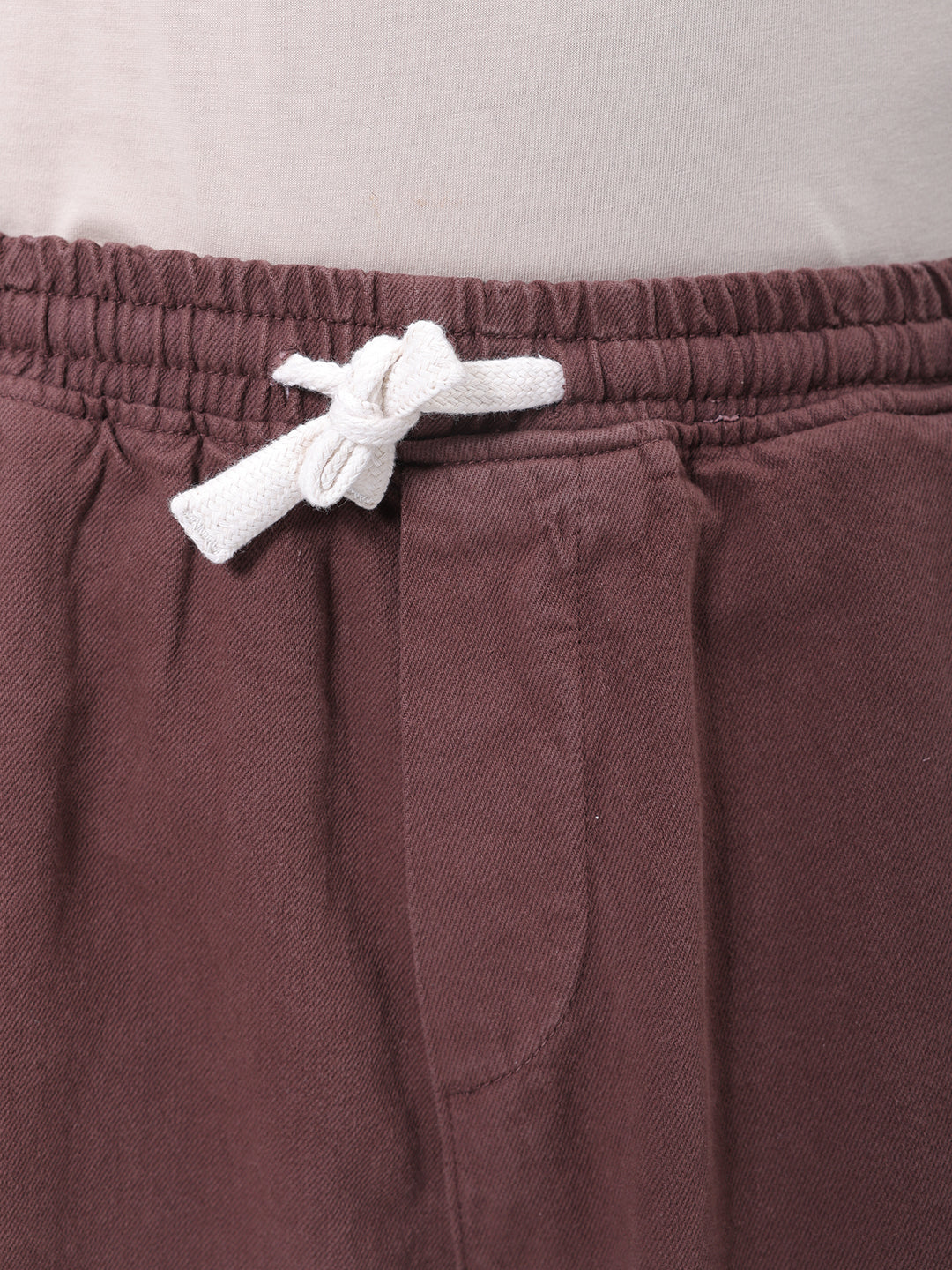 The Indian Garage Co Men's Brown Barrel Loose Fit Solid Denim Jogger - view 6