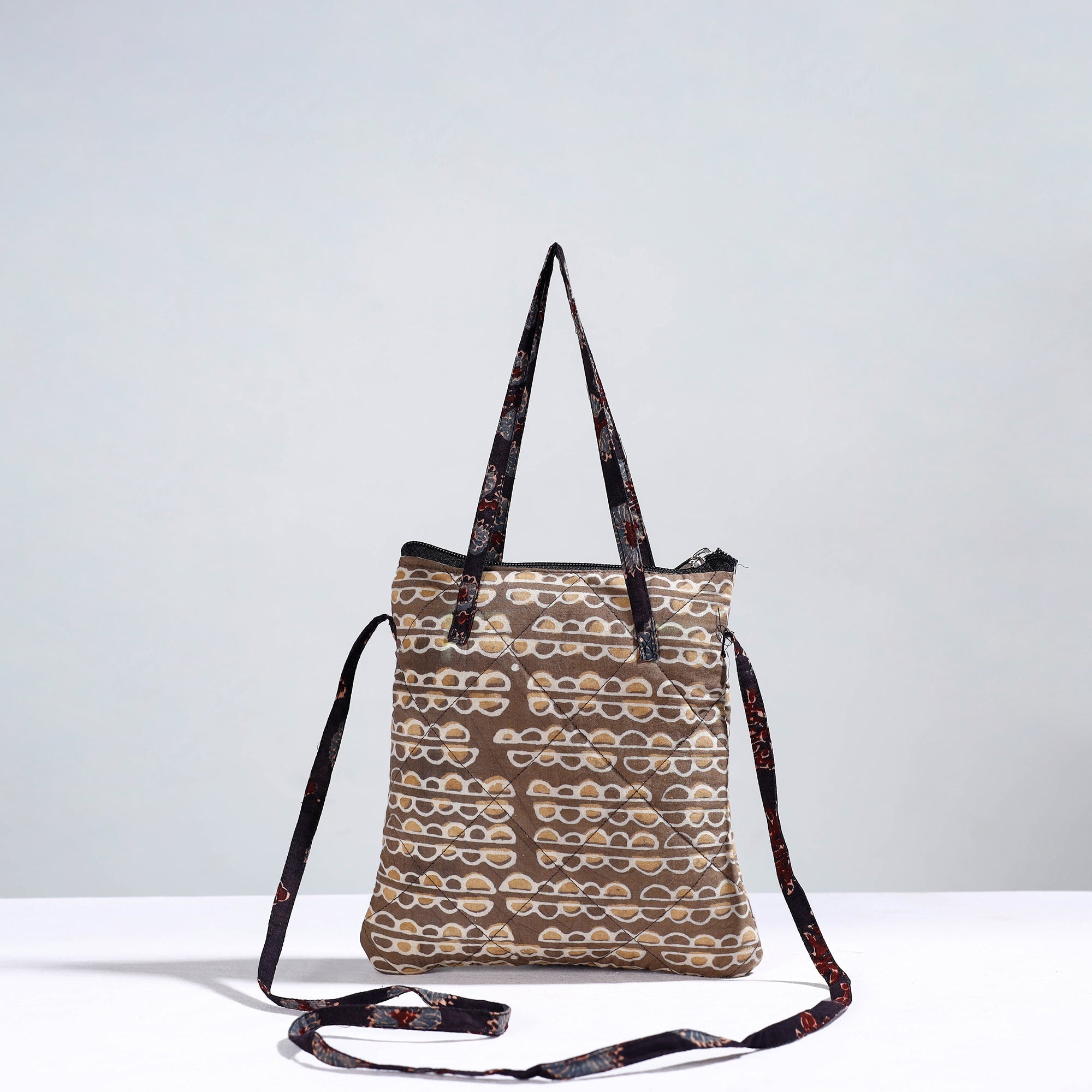 NOORI BAZAR Brown - Handmade Quilted Cotton Sling Bag 12