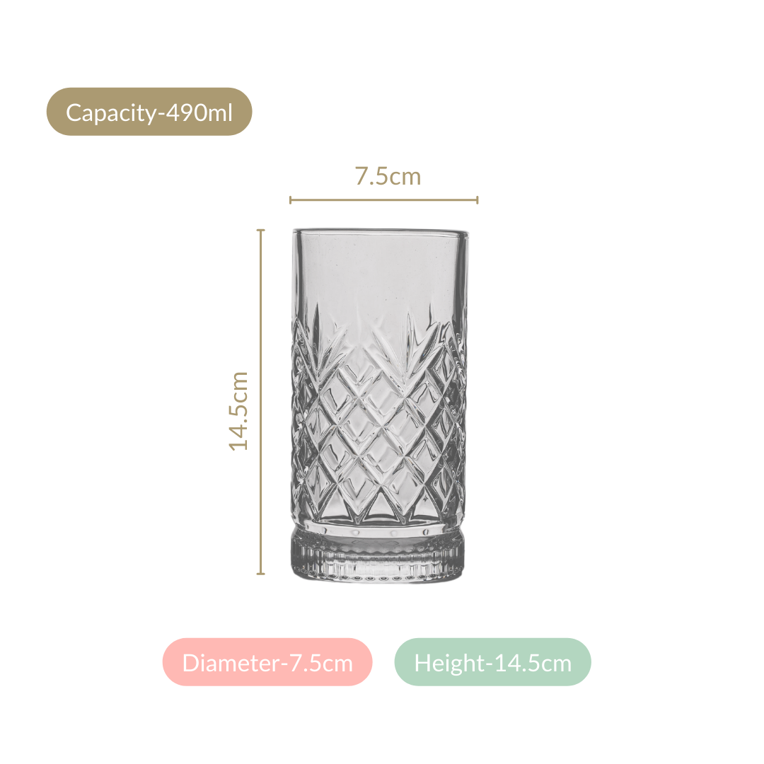 Nestasia Textured Glass Tall Tumblers Set Of 6 490ml - view 5