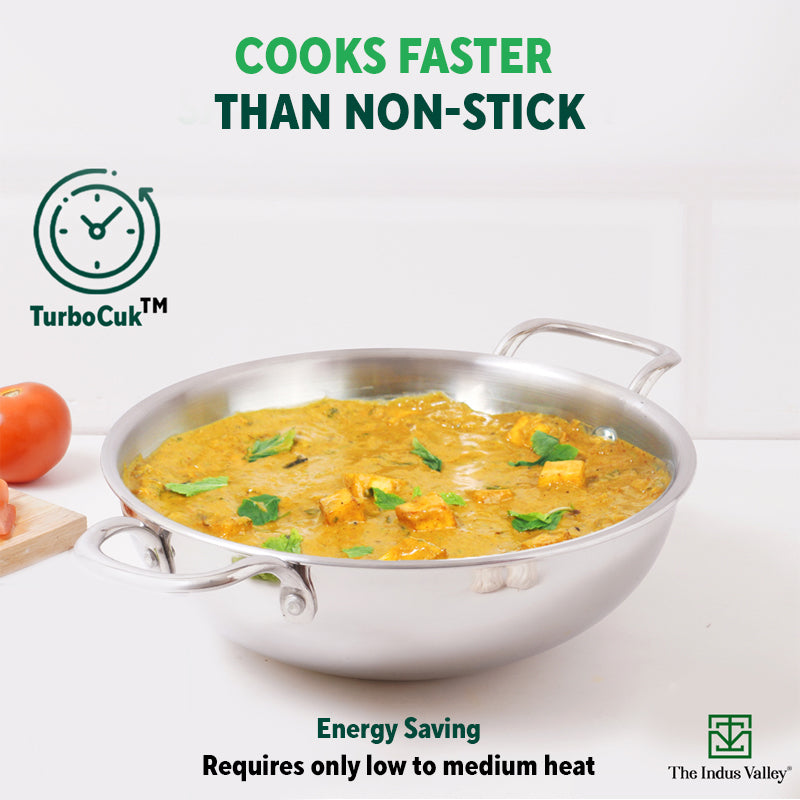The Indus Valley TurboCuk Tri-ply Stainless Steel Kadai, Premium 3 Layer Body, Induction, Non-stick, 1.7/2.7/4L - view 8