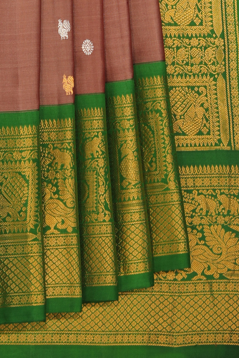 Kalanjali Gadwal Silk Brown Saree – Women's