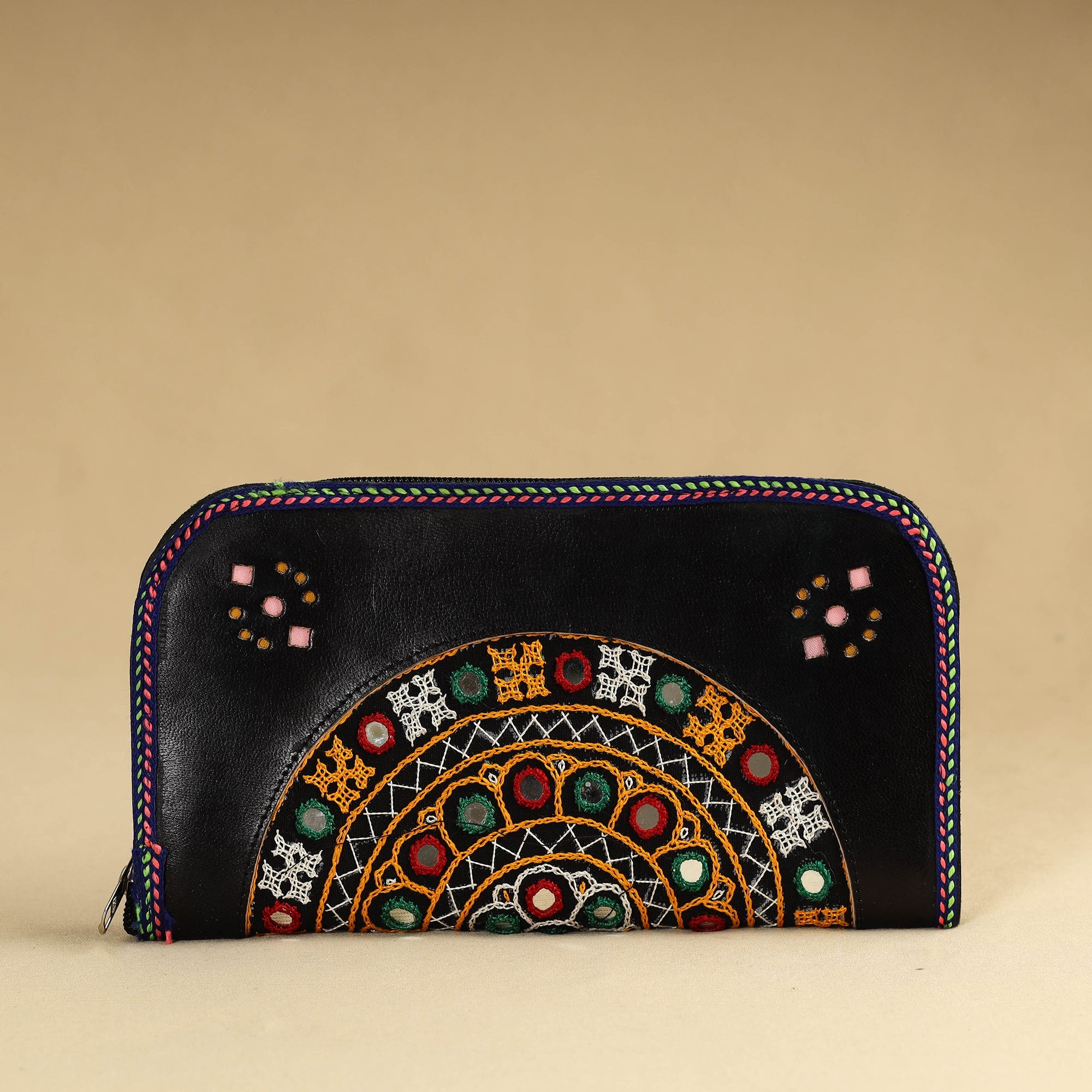 ANCHAL BIJLANI PATHUBHAI Black - Kutch Embroidery Cotton Handmade Leather Wallet 29