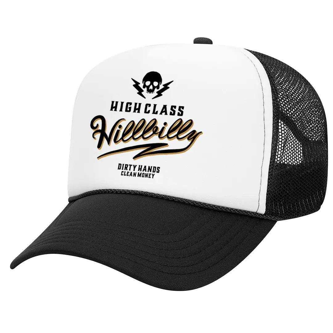 Radial High Class Foam Trucker Hat – Black White Black