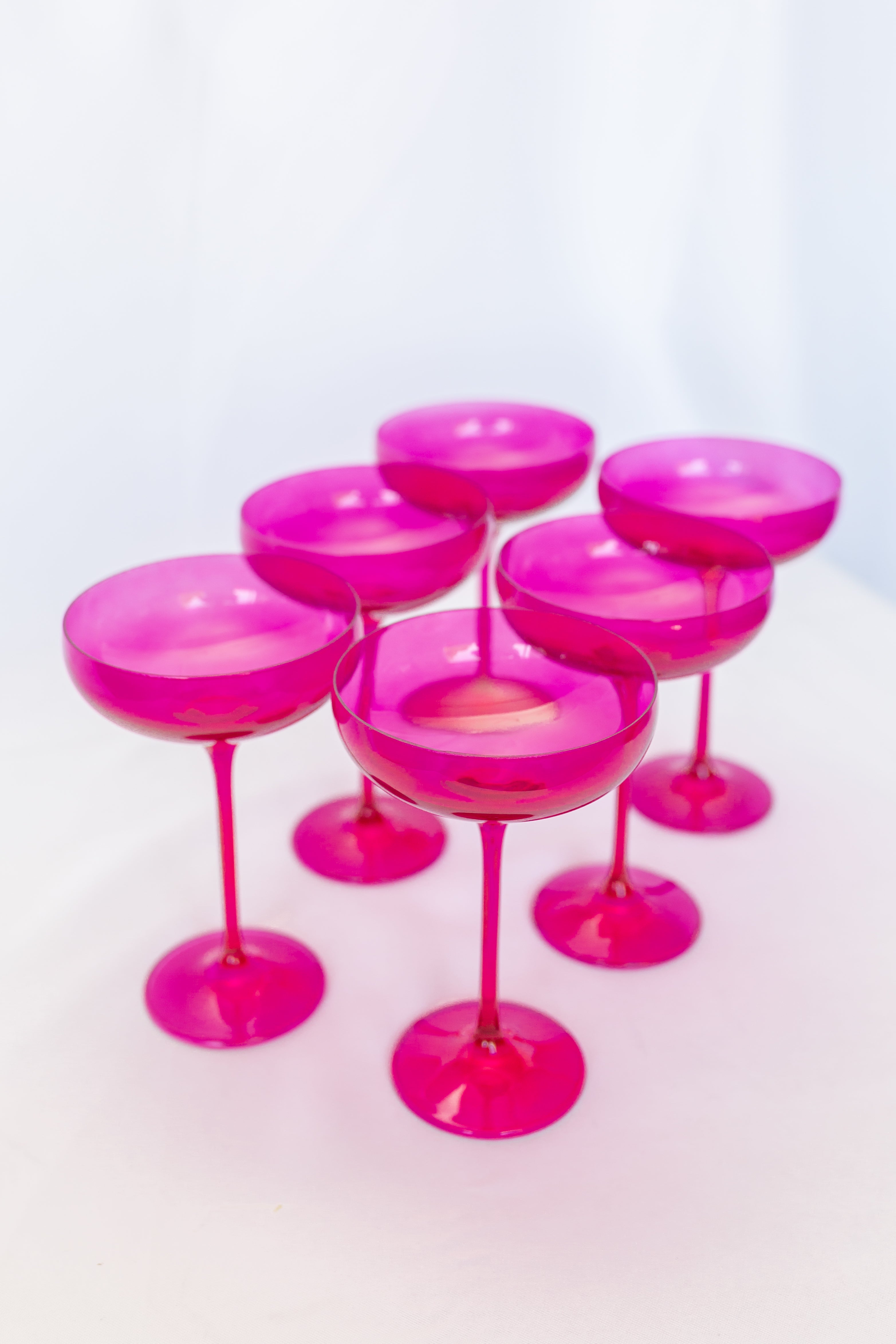 Estelle Colored Glass Estelle Colored Champagne Coupe Stemware - Set of 6 {Viva Magenta (Our Fuchsia)}