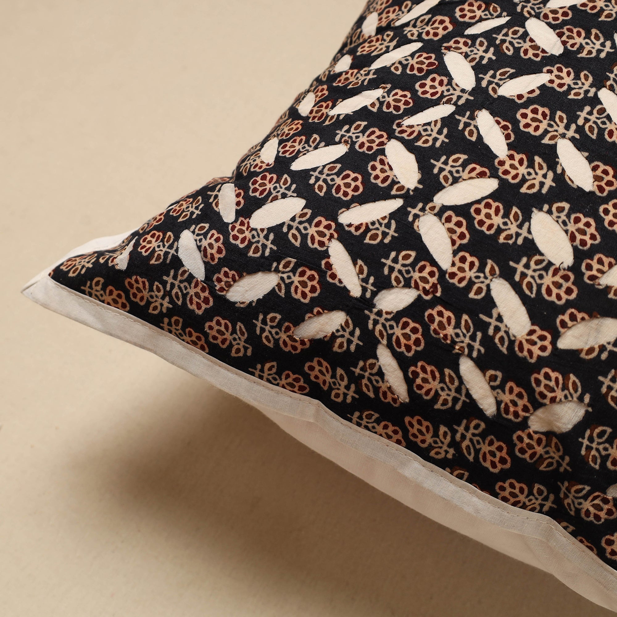 SHADES OF MARUDHARA Black - Cut Work Cotton Applique Cushion Cover (16 x 16 in) 16 - view 2