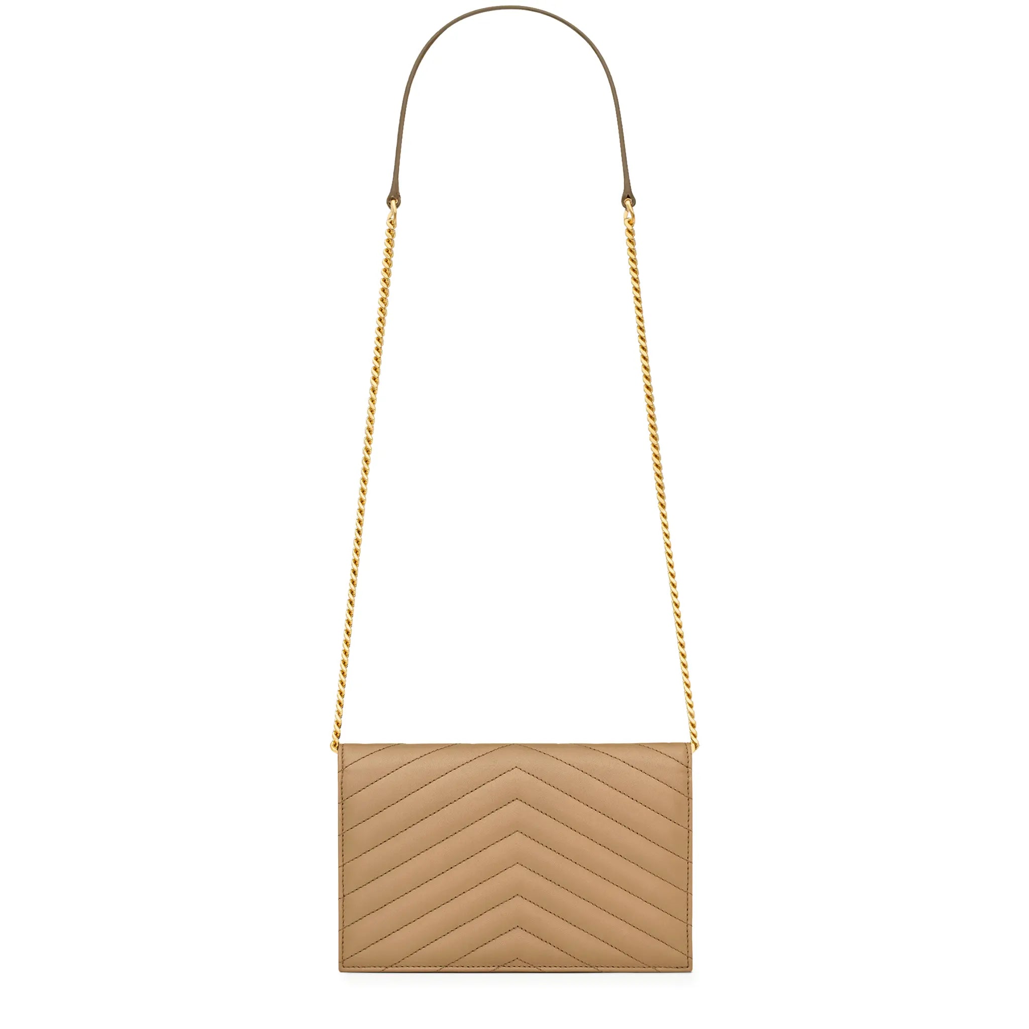 Saint Laurent Monogram Envelope Dark Beige Crossbody Bag - view 2