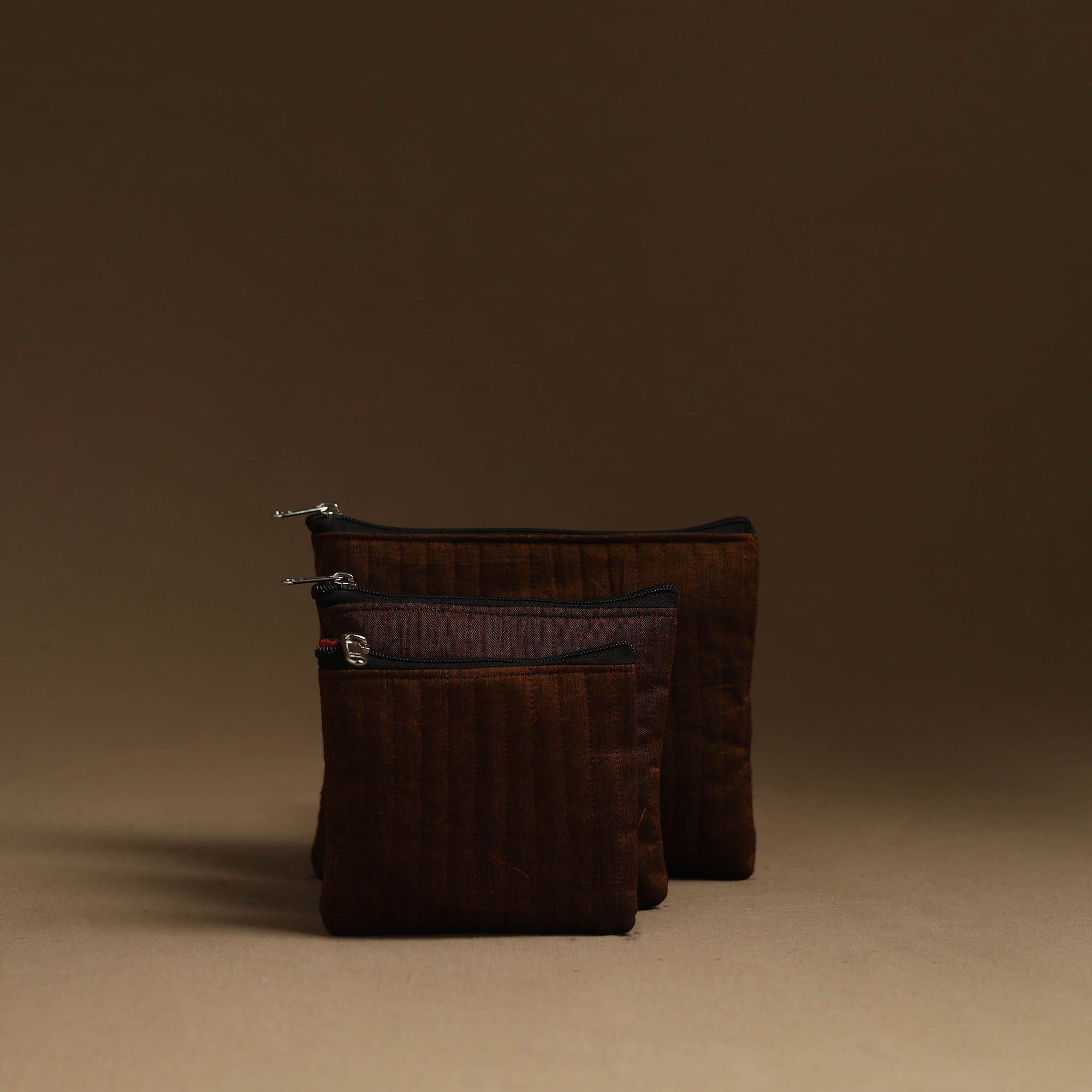 NOORI BAZAR Brown - Handmade Multipurpose Utility Pouches (Set of 3) 25