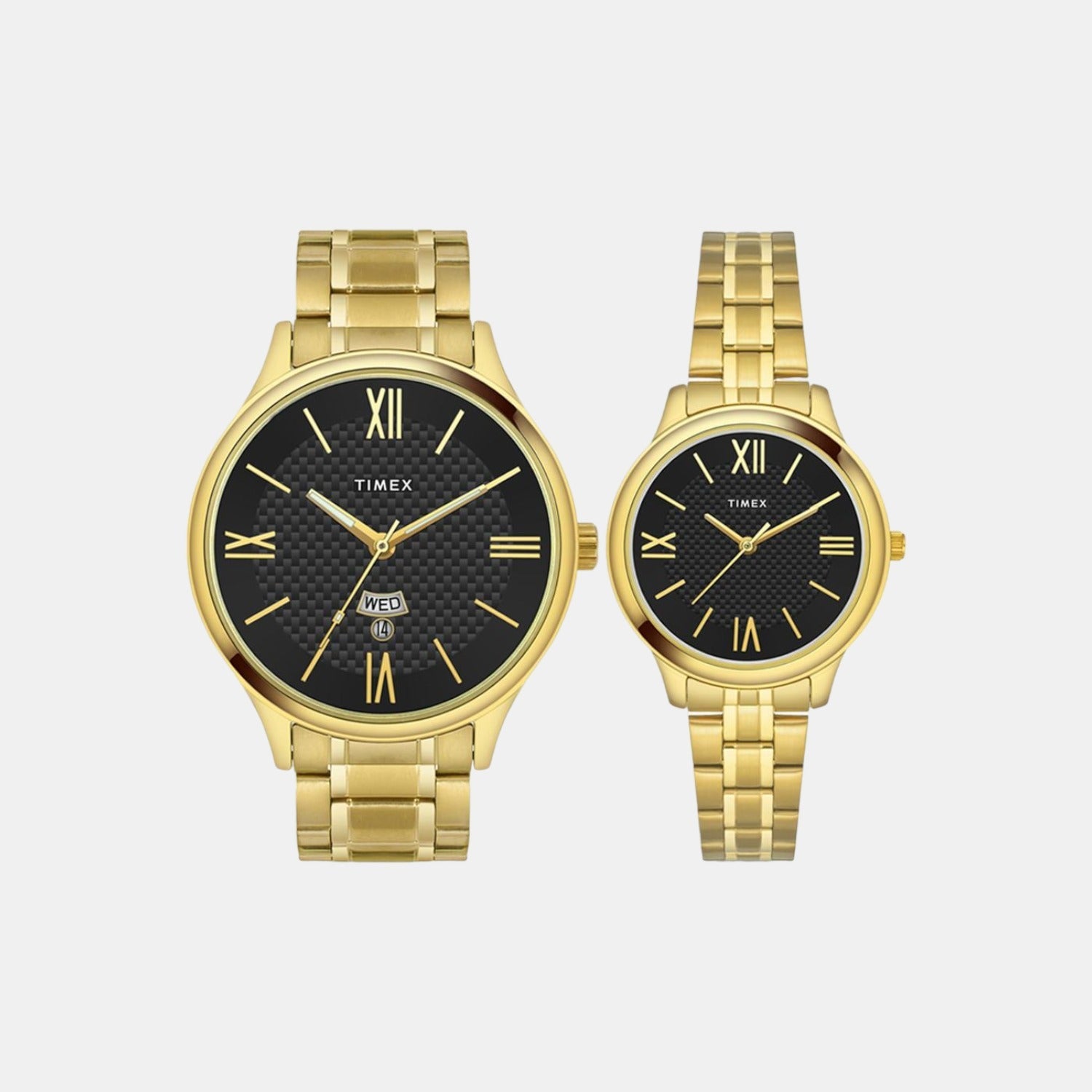 Timex Empera Couple Quartz Black Dial Analog Stainless Steel Watch TW00PR283