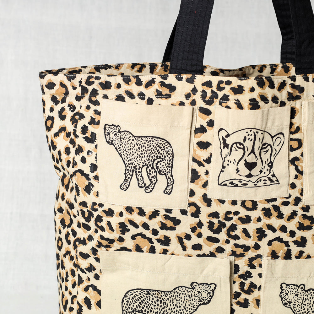 DASTKAR RANTHAMBORE Beige - Hand Block Print Cotton Shoulder Bag - view 2