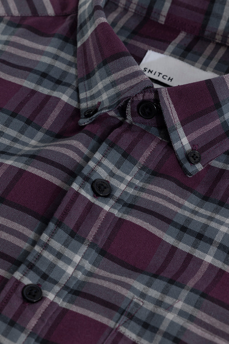 SNITCH Tartan Twist Purple Checks Shirt - view 2
