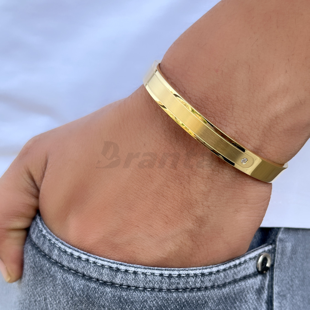 Branta Elegant One Diamond Gold Men's Bracelet - view 2