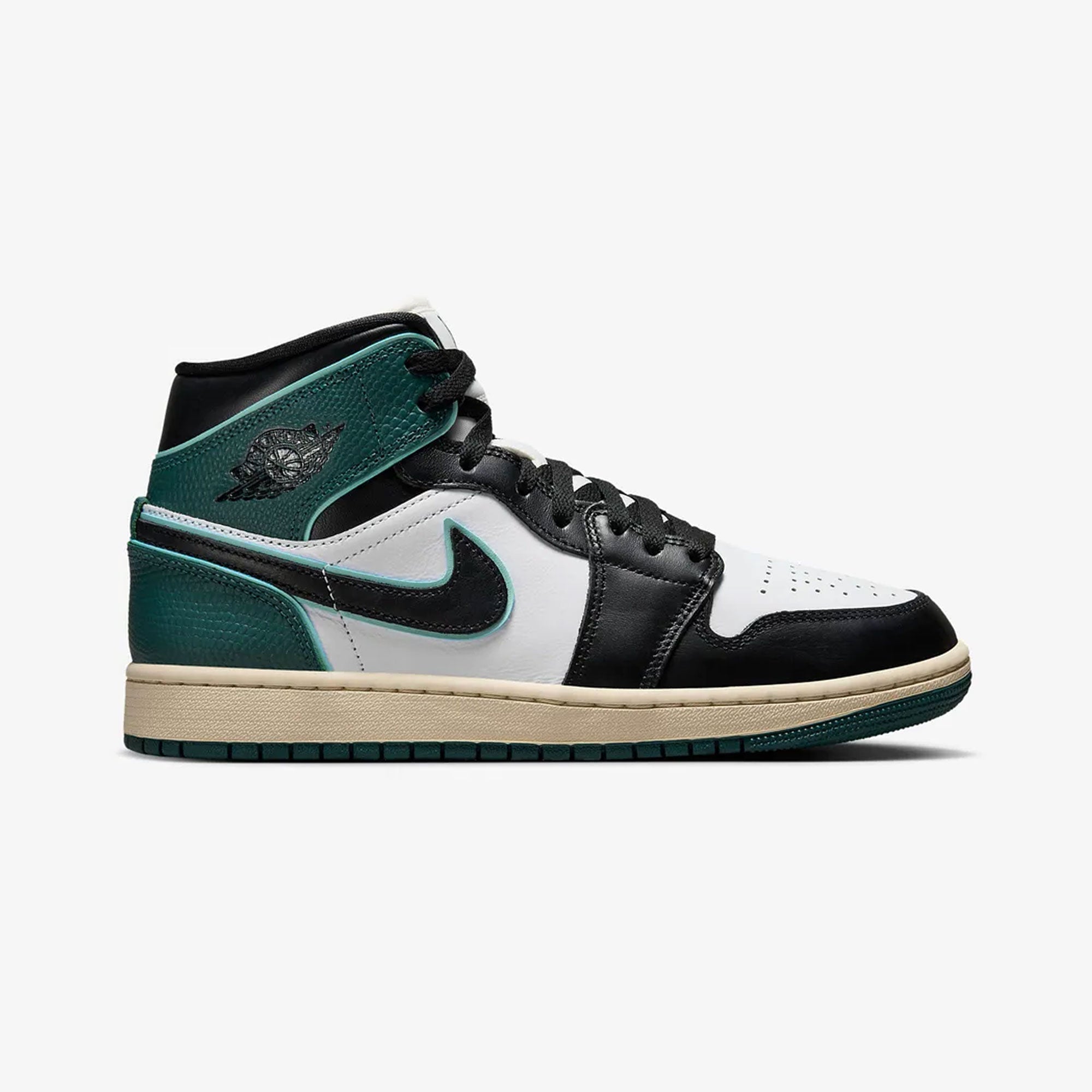 Jordan | Air Jordan 1 Mid Se { White/black-light Dew-oxidized Green