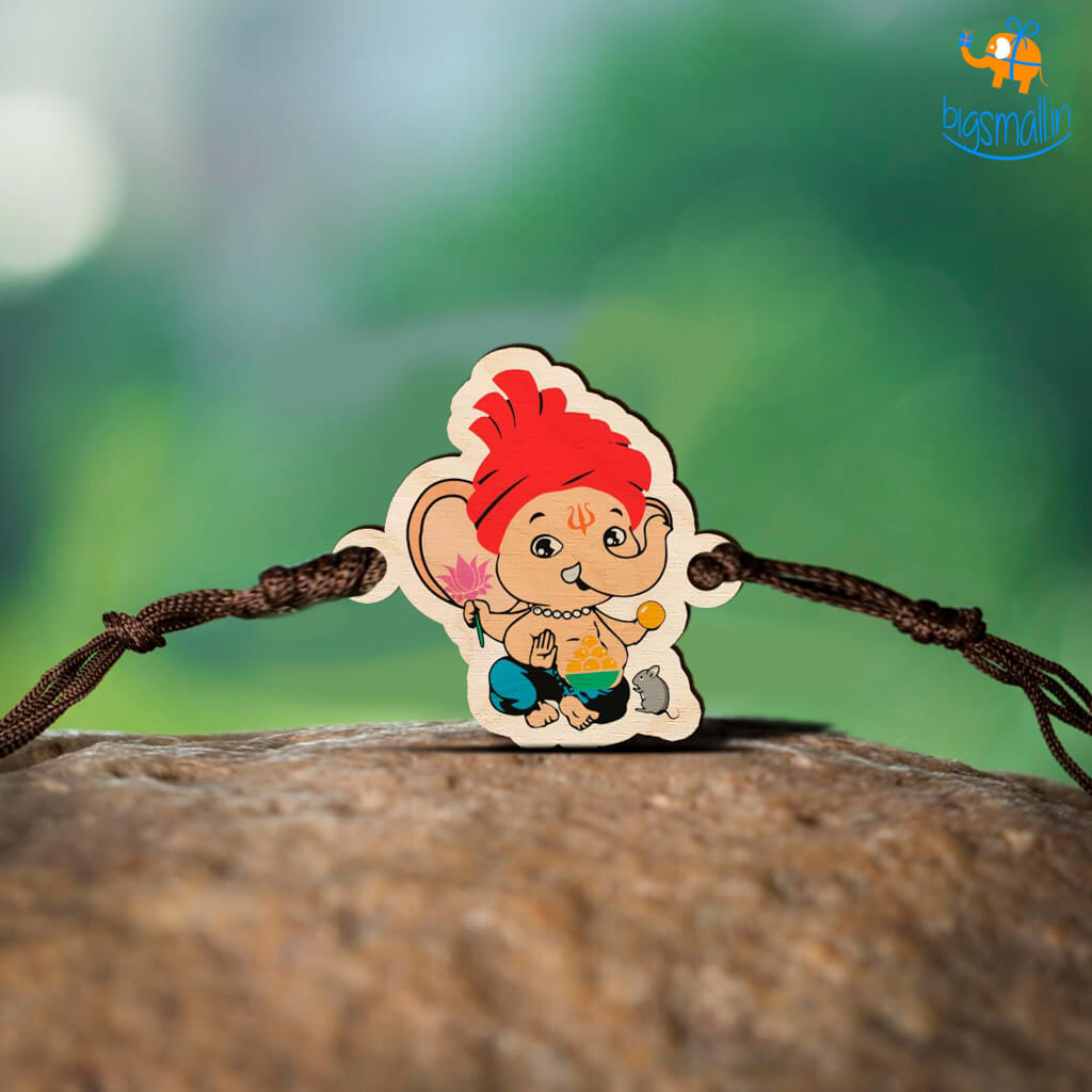 Bigsmall_cc Ganesha Wooden Kids Rakhi - view 2