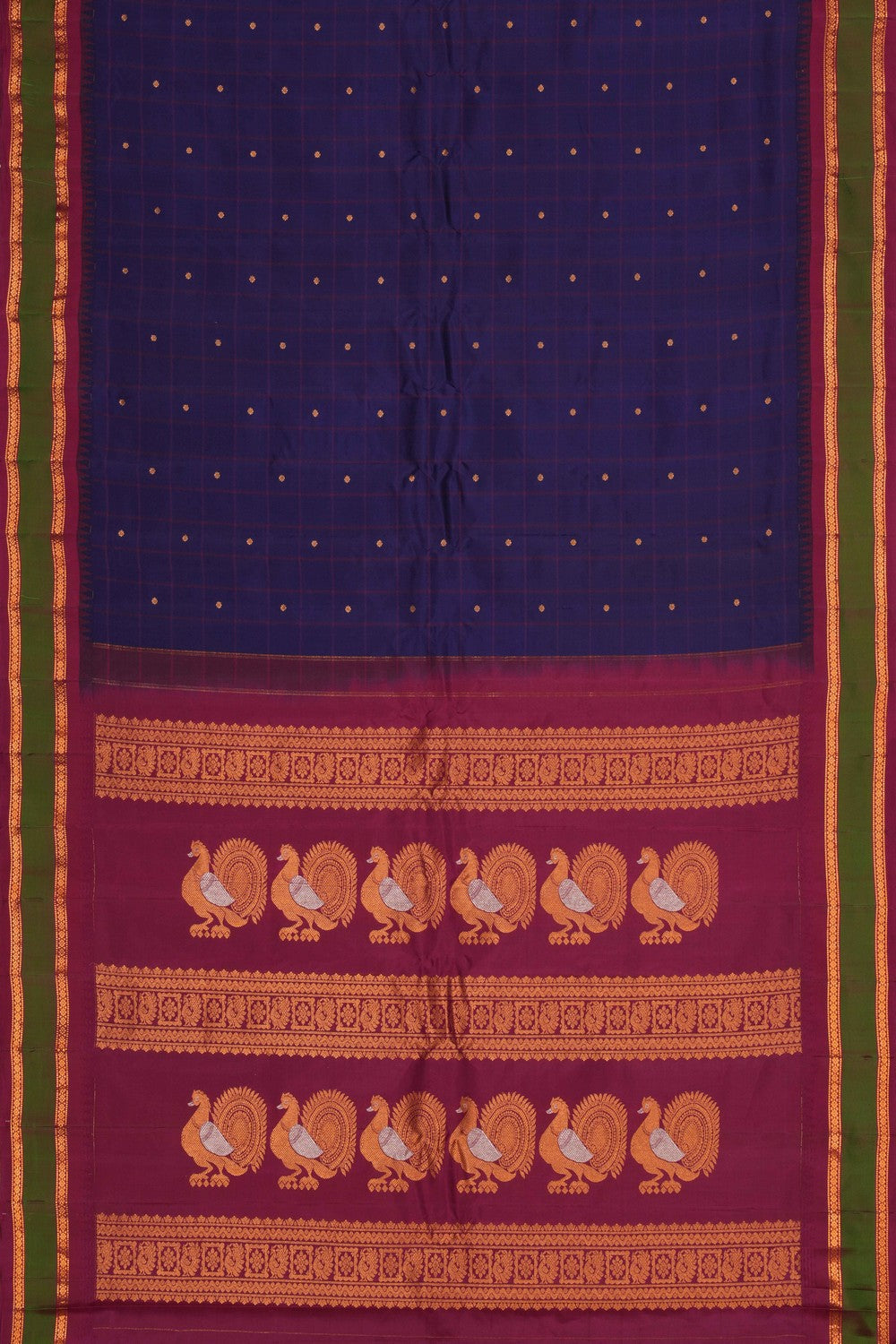 Kalanjali Gadwal Silk Violet Kattam Saree – Women's - view 3