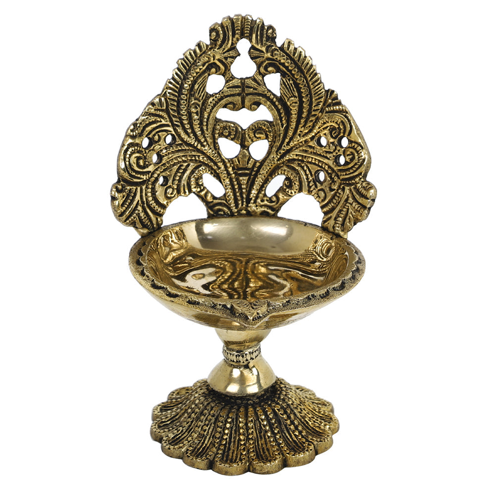 BAMBOO TREE JEWELS Antique Brass Metal Handcrafted Diya Lamp (3.6 x 3.6 in) - view 3