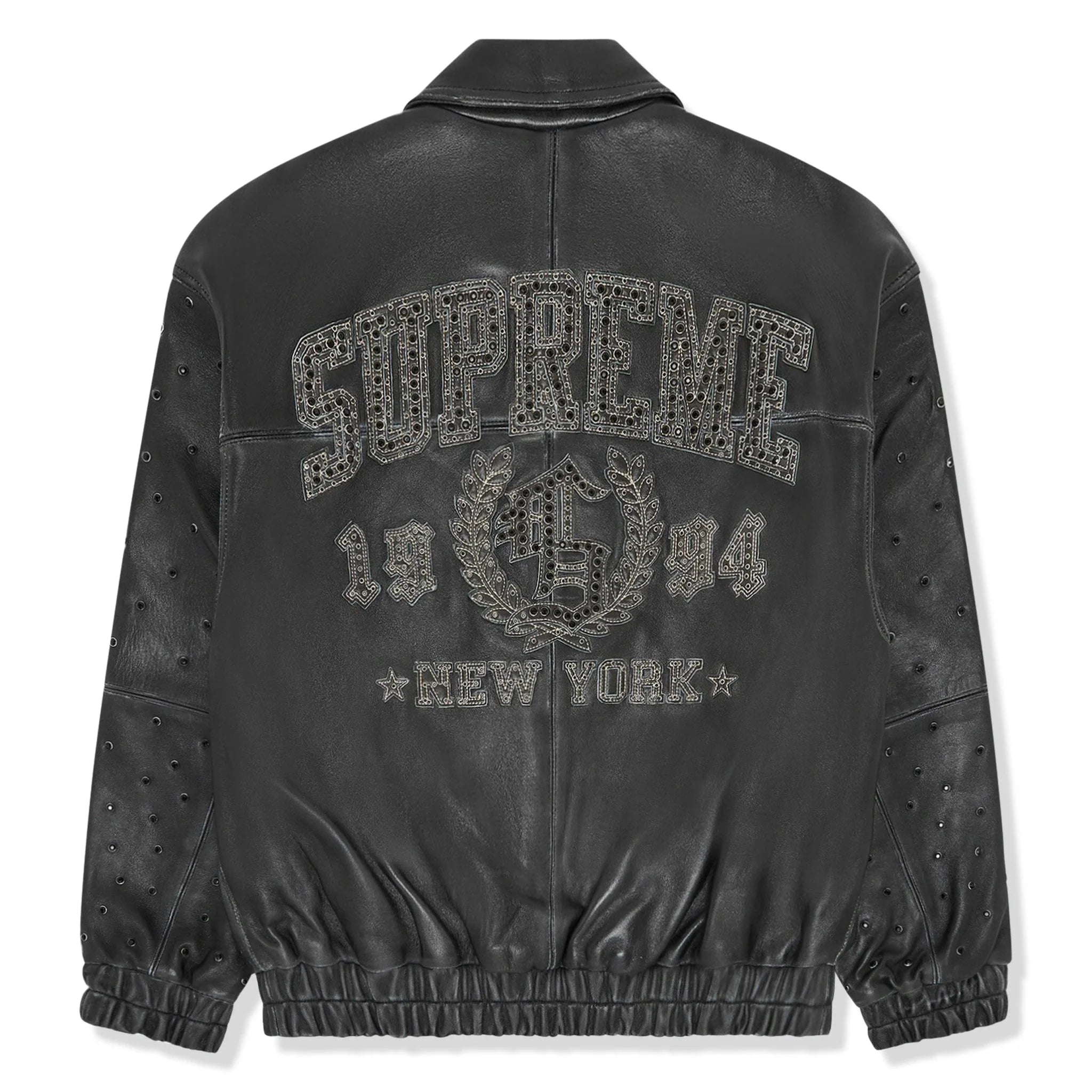 Supreme Gem Studded Black Leather Jacket - view 2