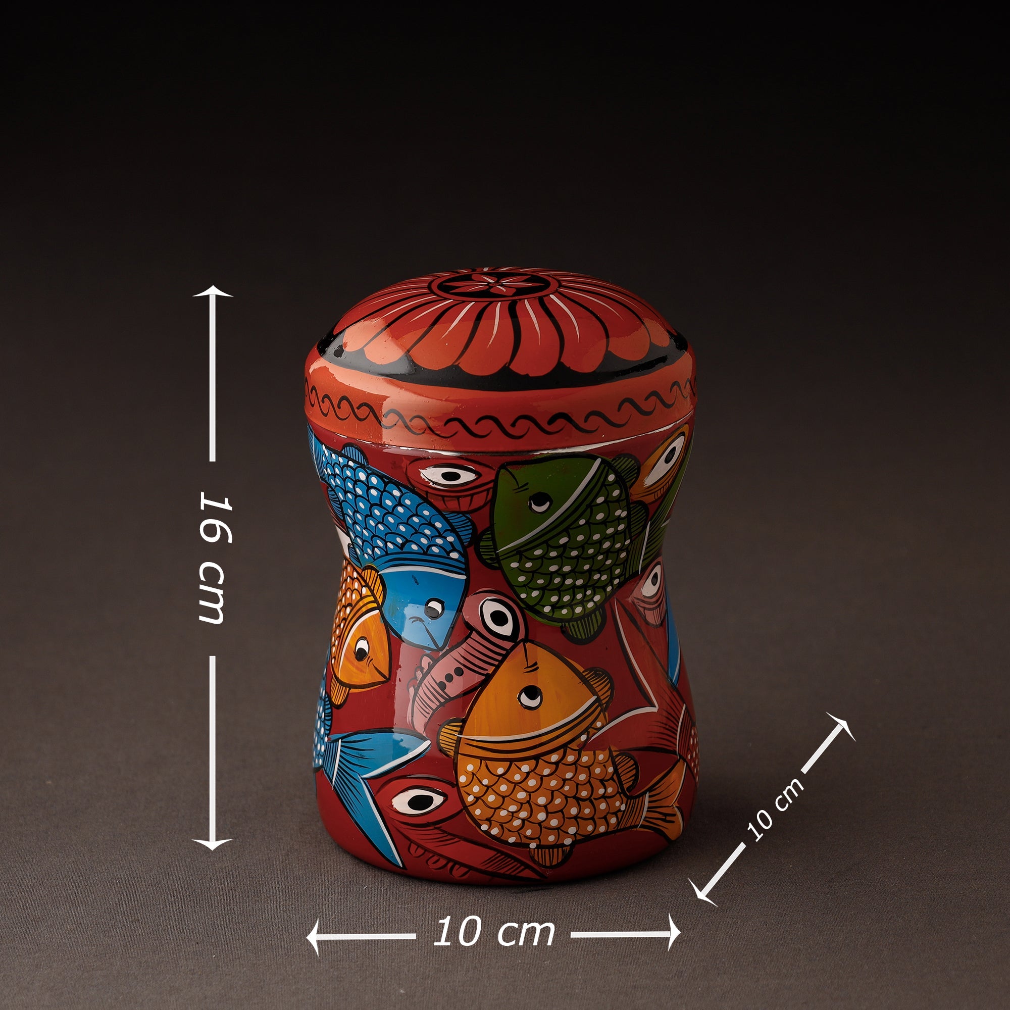 AAYAAS Bengal Patua Handpainted Stainless Steel Multi Utility Container - view 4