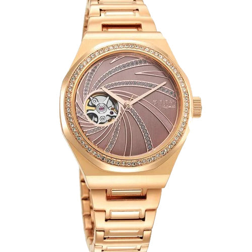 Titan Unending Beauty Automatic Brown Dial Analog Stainless Steel Strap watch for Women 36mm NS95177WM01 - view 2