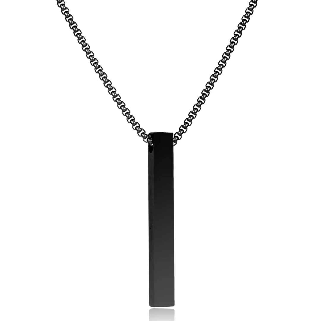 Branta Black Bar Pendant Chain Necklace For Men