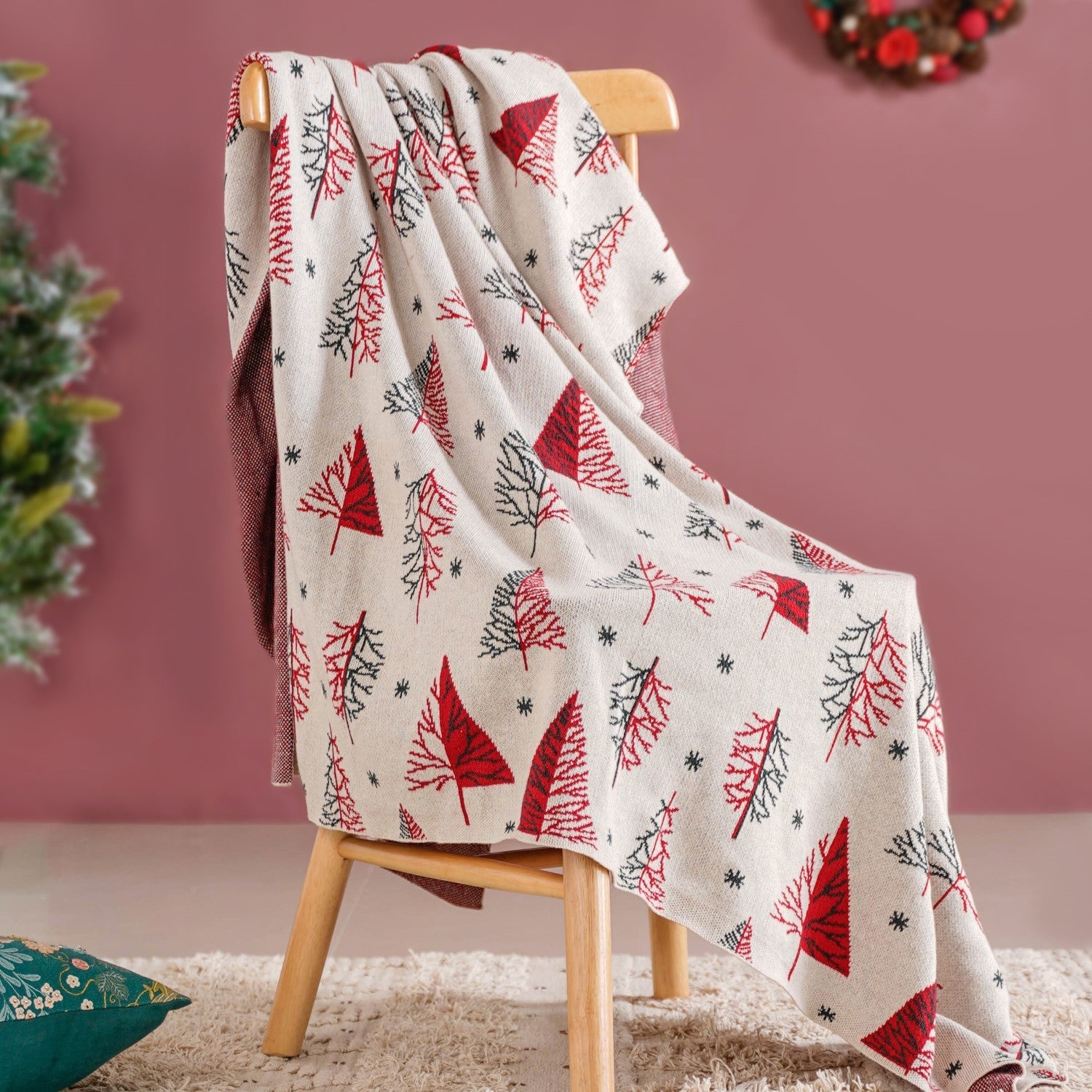 Nestasia Trees And Snowflakes Throw Blanket