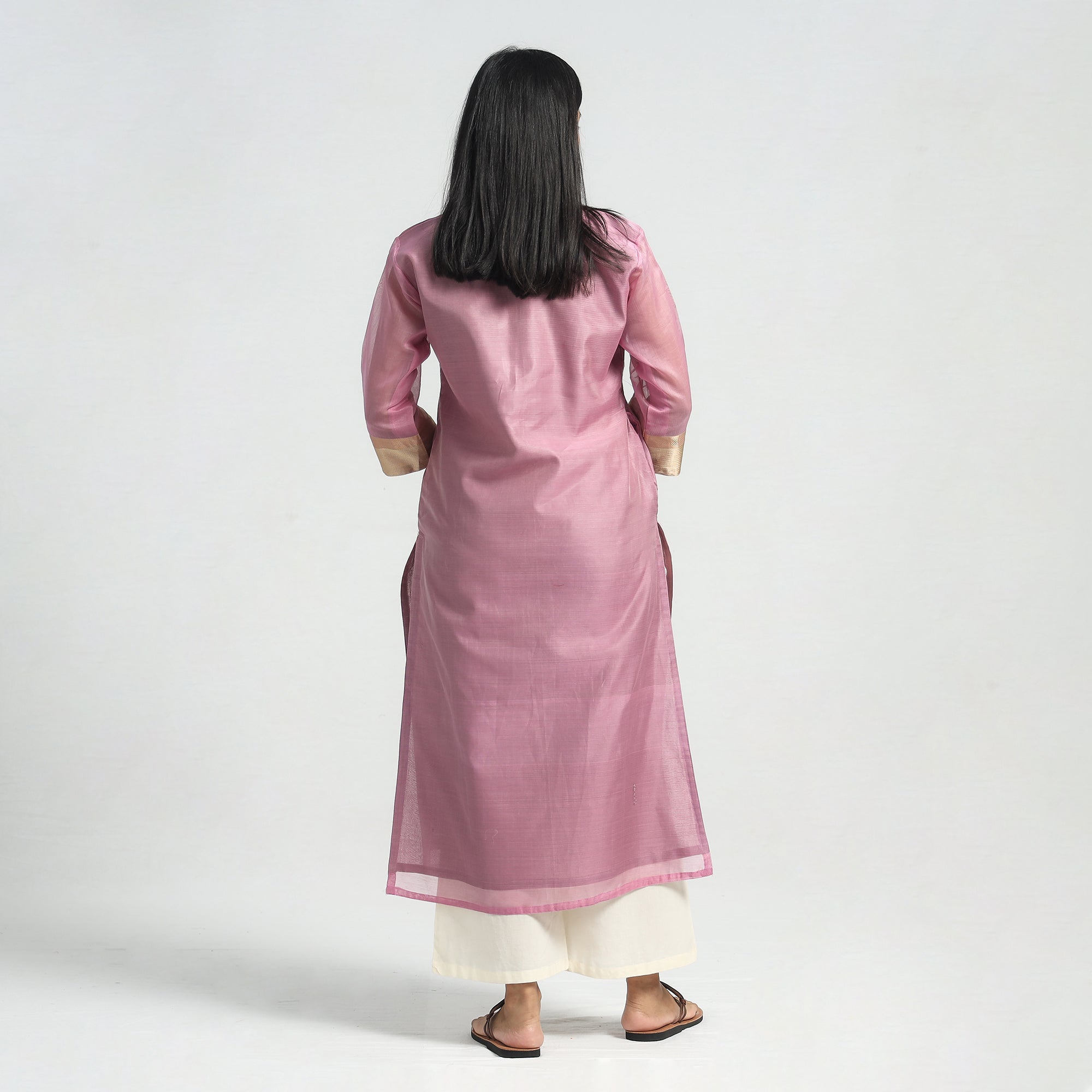 ITOKRI CASUALS Purple -Traditional Maheshwari Handloom Silk Cotton Kurta with Dupatta Set - view 7
