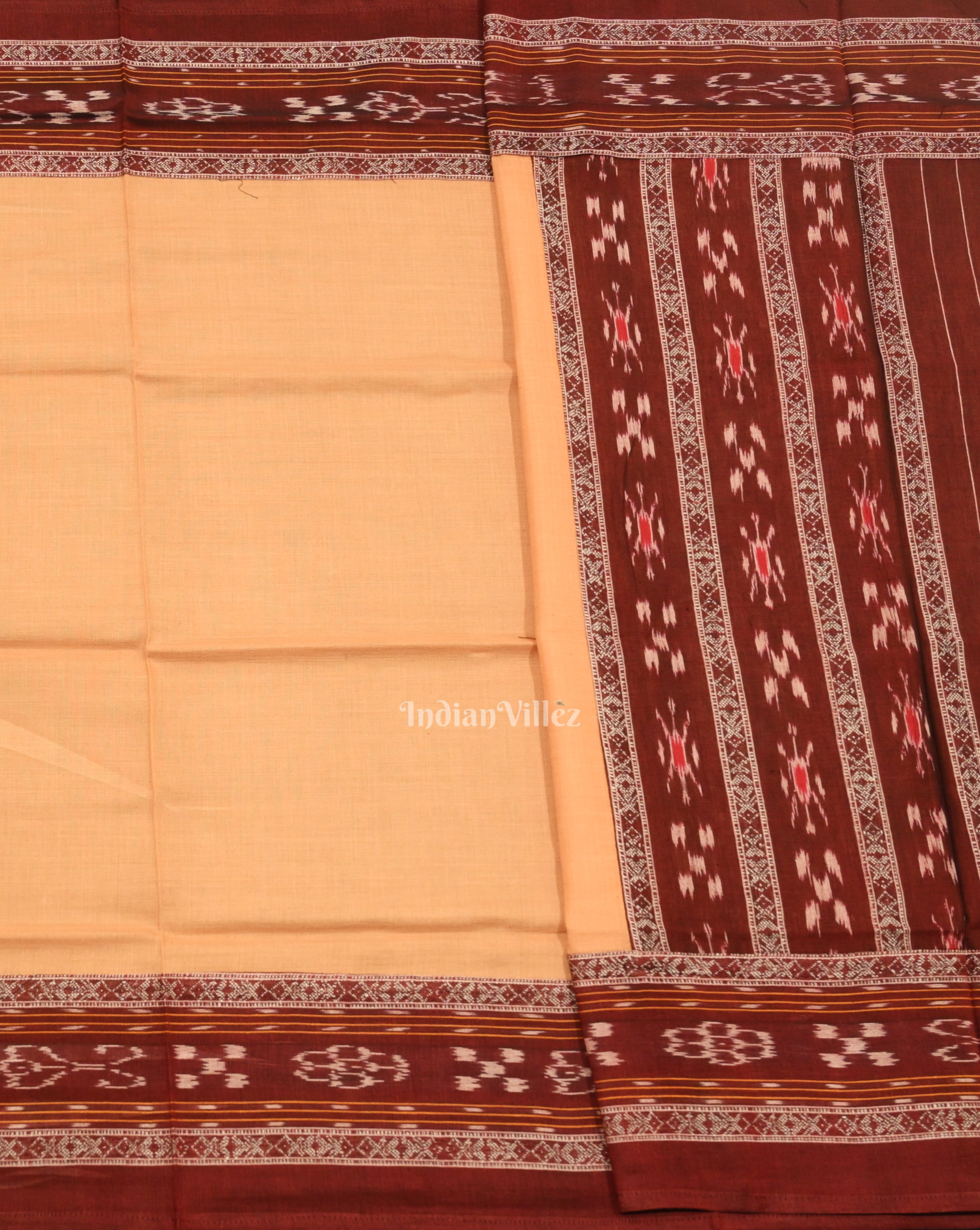 IndianVillèz Maroon Cream Flower Buti Odisha Ikat Sambalpuri Dress Set & Dupatta - view 4