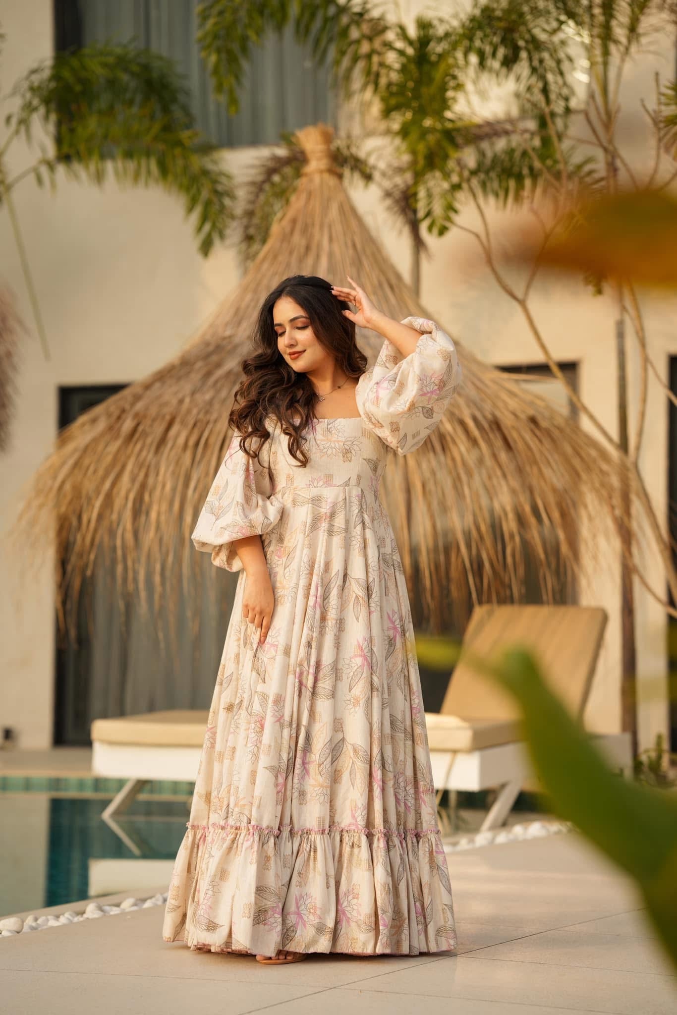 Idaho-o Birdie leaf print cotton dress