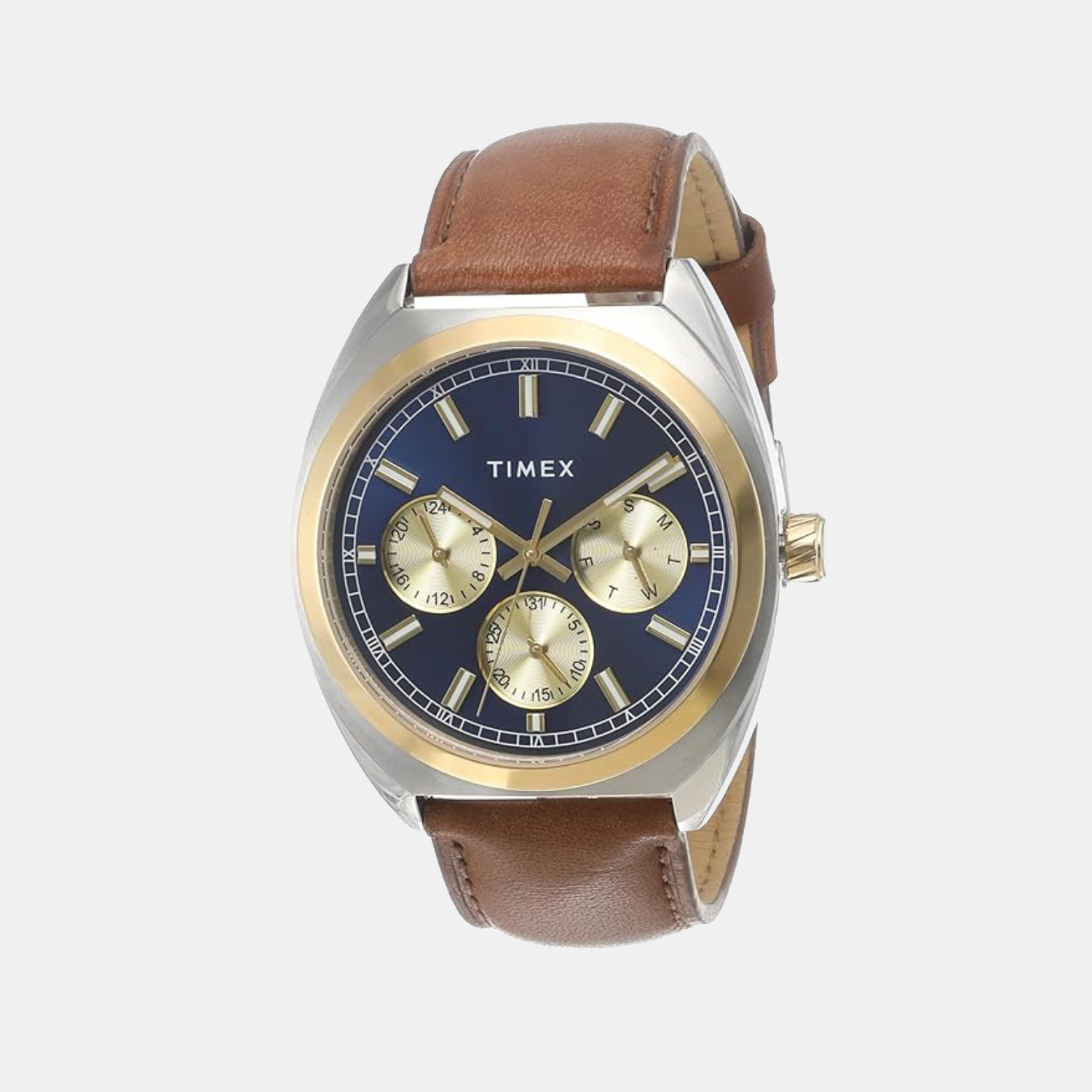 Timex E Class Men Quartz Blue Dial Multi-Function Leather Watch TWEG22304