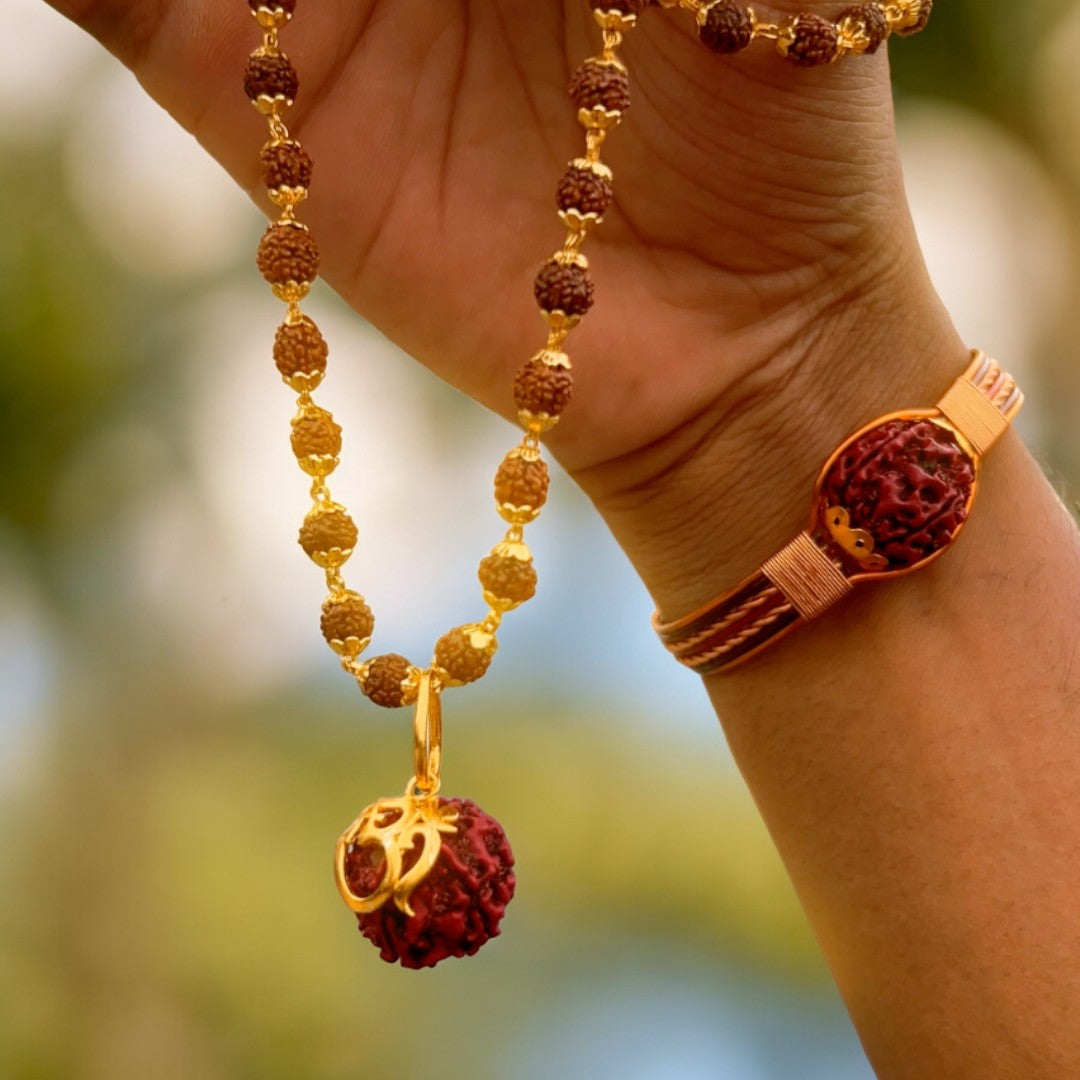 soultheory Rudraksha Necklace Om Shree Design Gold Plated - view 5