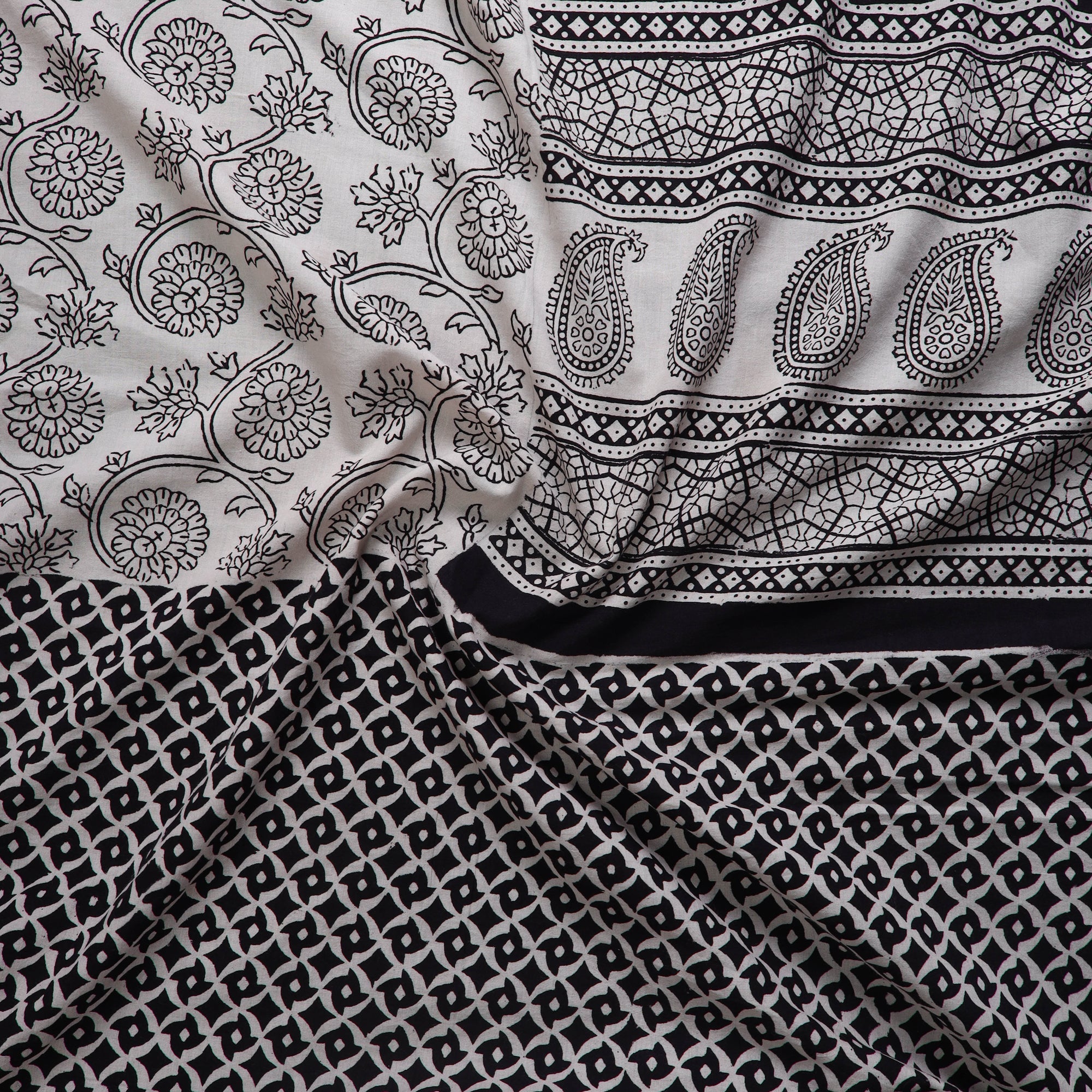 BAGH PRINTS BY MOHAMMED BILAL KHATRI Black - Natural Dyed Cotton Bagh Print Kurta Material (2.2m) 14 - view 2