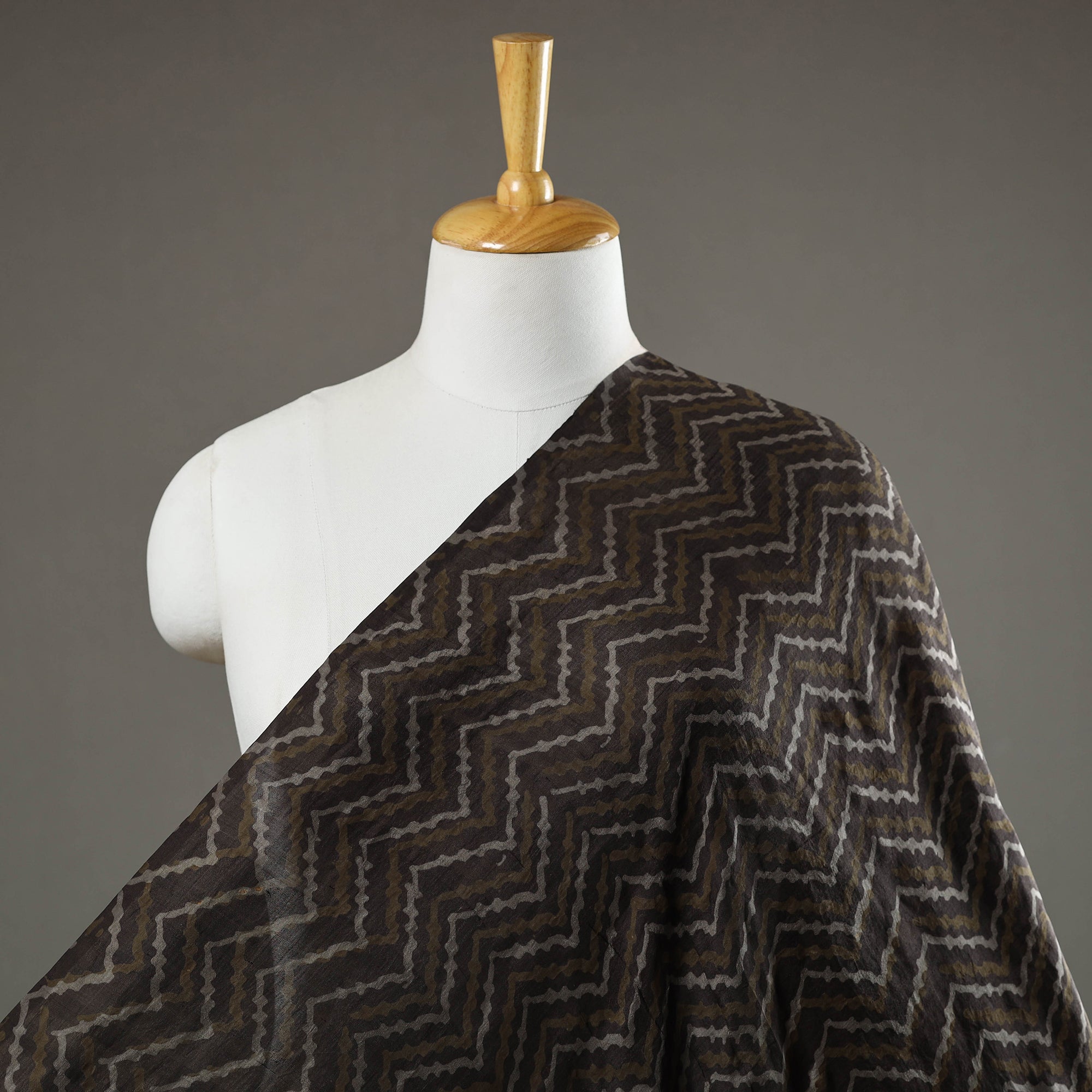 HAVELI CHRONICLES Brown - Akola Hand Block Printed Mulberry Silk Fabric 17