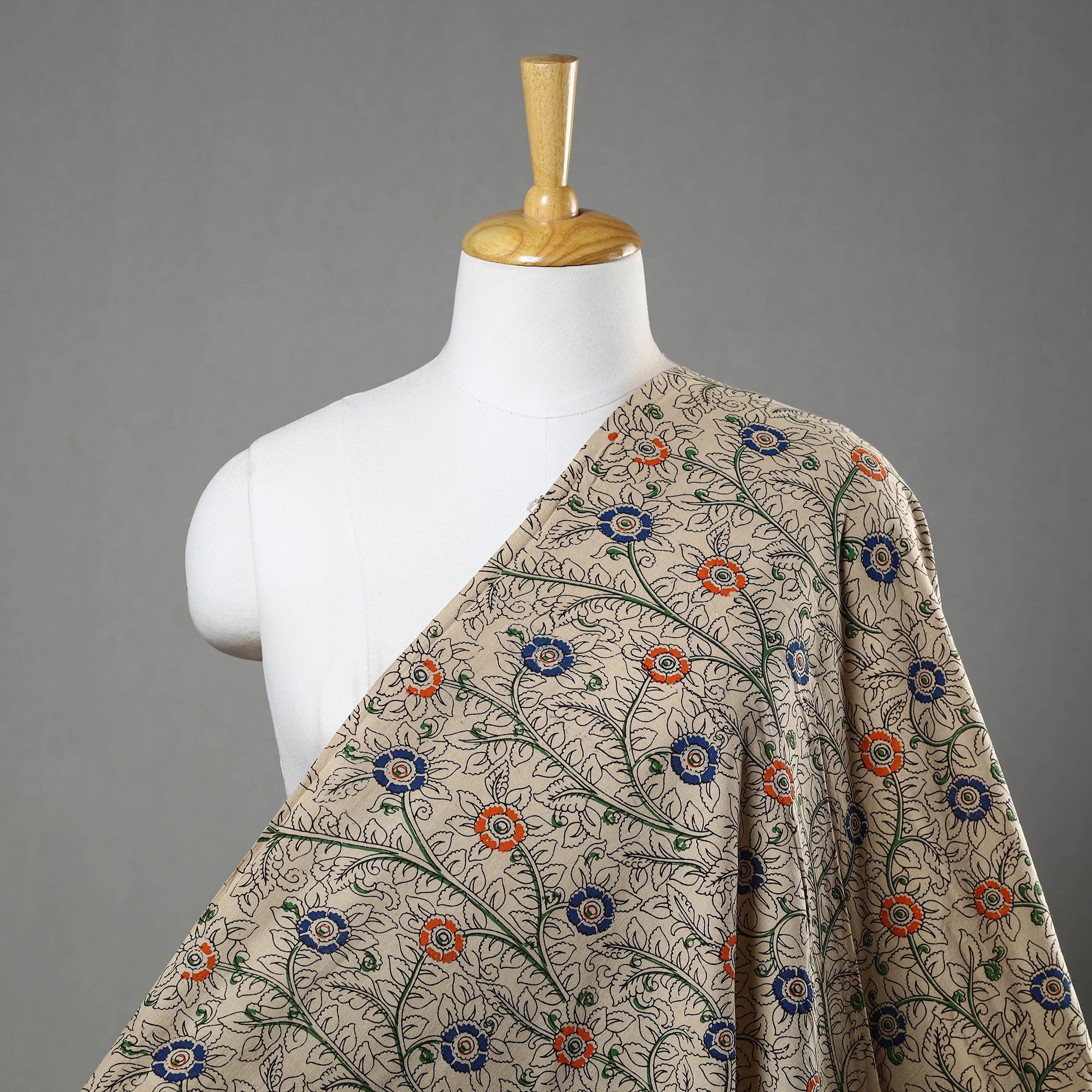 SOUTH KARGHA Beige - Cotton Kalamkari Print Fabric 08