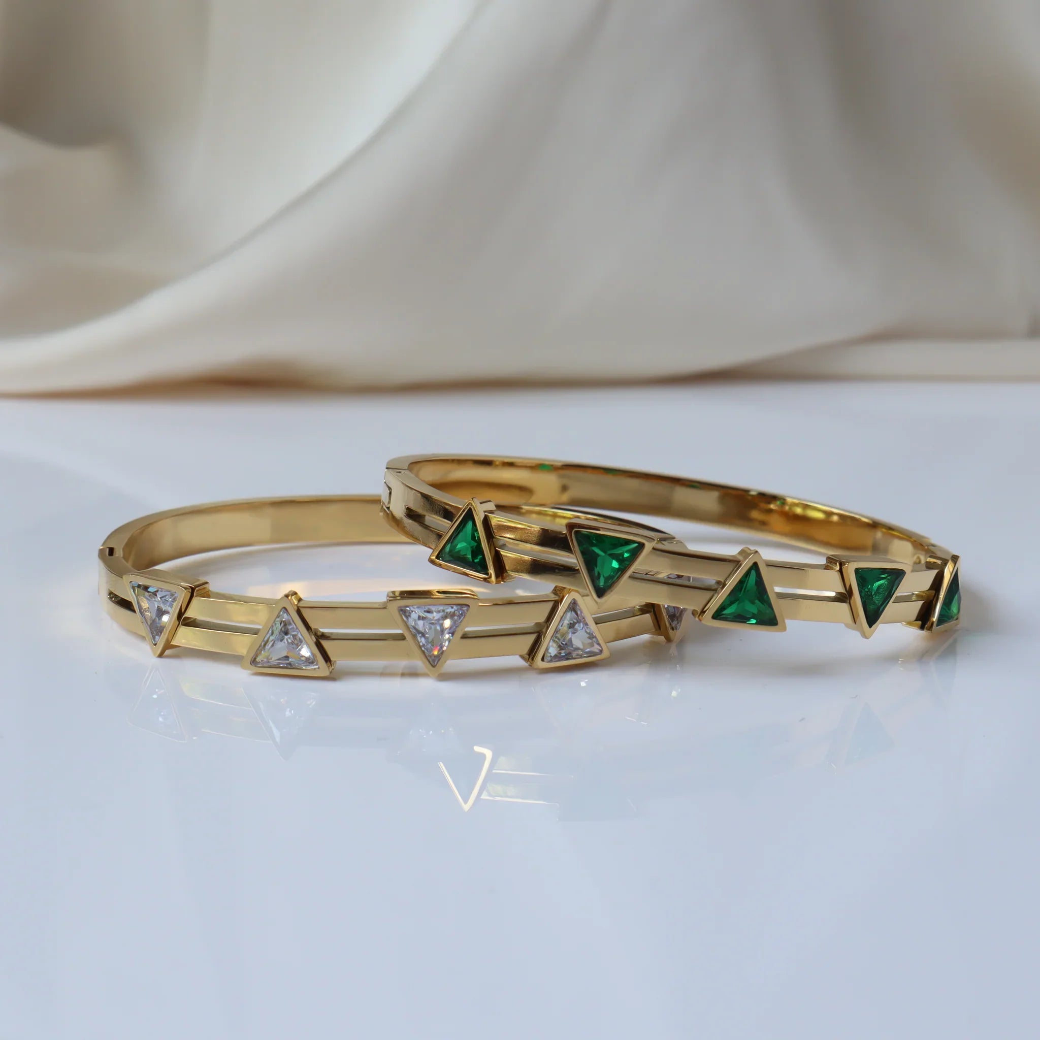 Ash Designs Triangle Studded 18K Gold Plated Bangle
