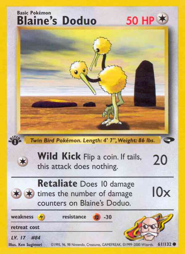 1st edition gym2-61 – Pokémon Blaine's Doduo - 61/132 - Common - 1st Edition [gym2-61] [Non-Holo]
