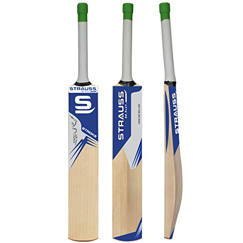 Strauss Cricket Bat English Willow | Premium Leather Ball Bat for Cricket | Ideal for Professional Players, Beginners, and Practice Sessions| Ergonomi