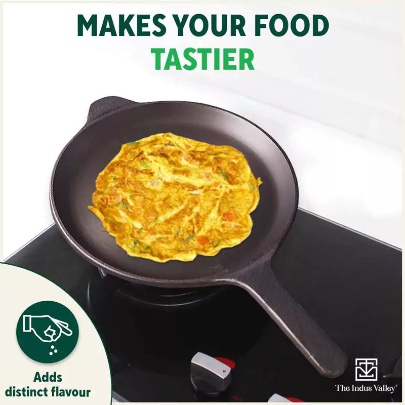 The Indus Valley Super Smooth Cast Iron Shallow Fry Pan,Pre-seasoned, Nonstick, 100% Pure, Toxin-free, Induction, 25.4cm, 1.8kg - view 9