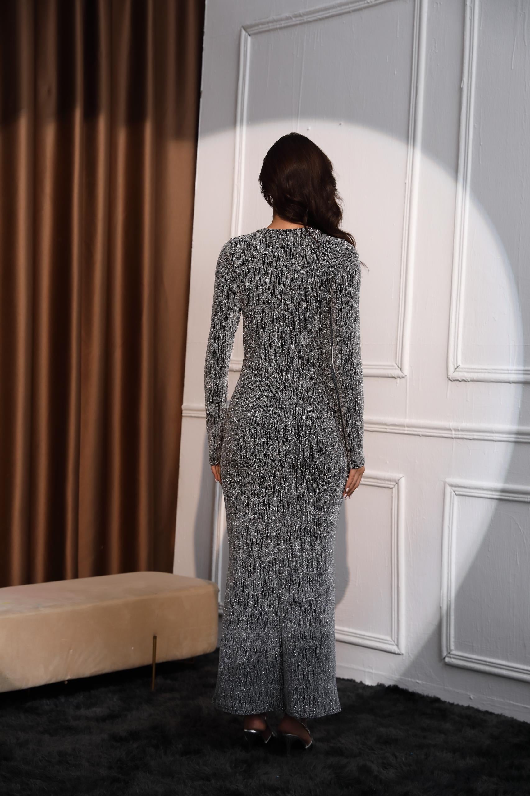 Alamode By Akanksha Bellamy Statement Glam Sequined Dress in Silver - view 6