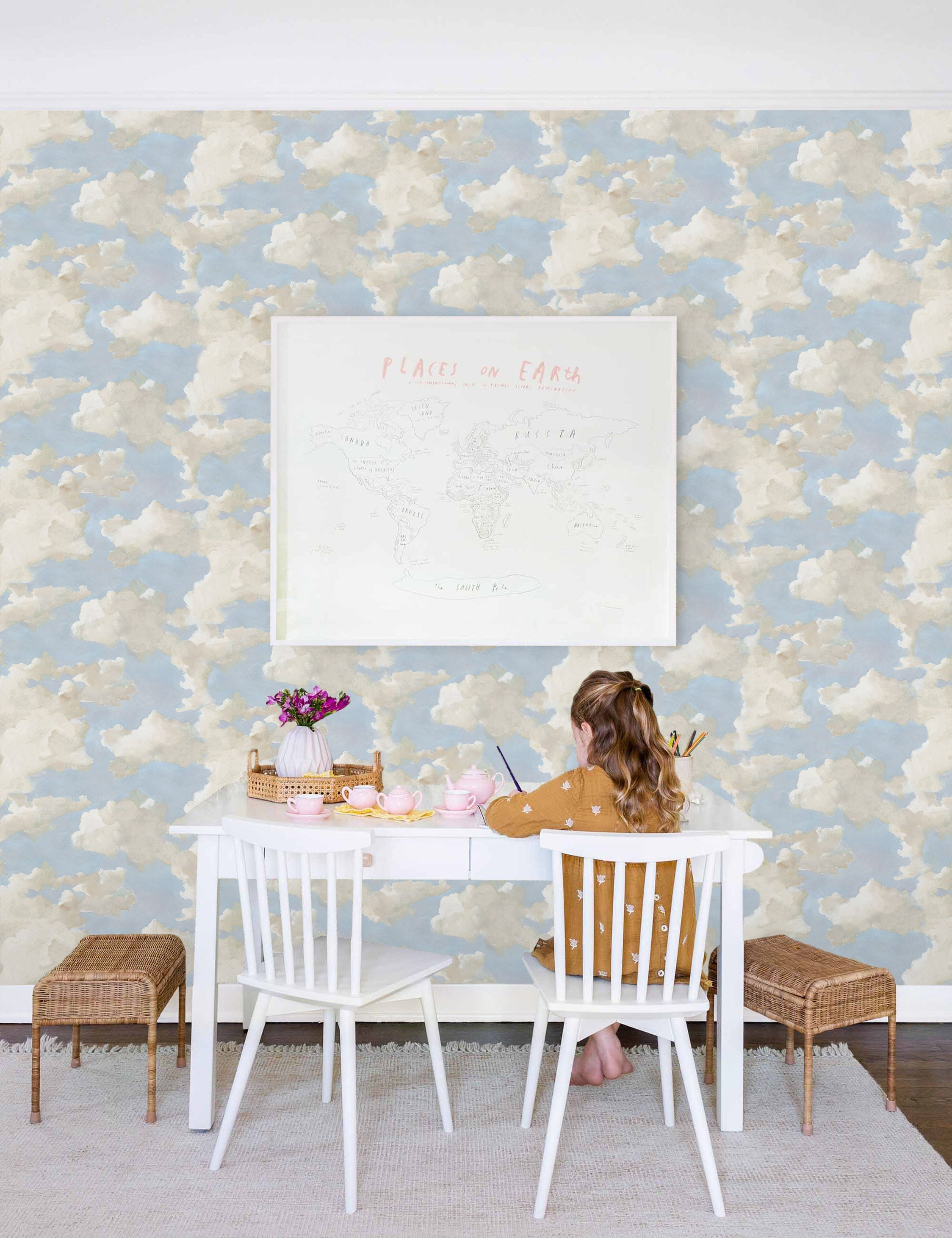 Lulu and Georgia Clouds on Canvas Premium Peel + Stick Wallpaper - view 2