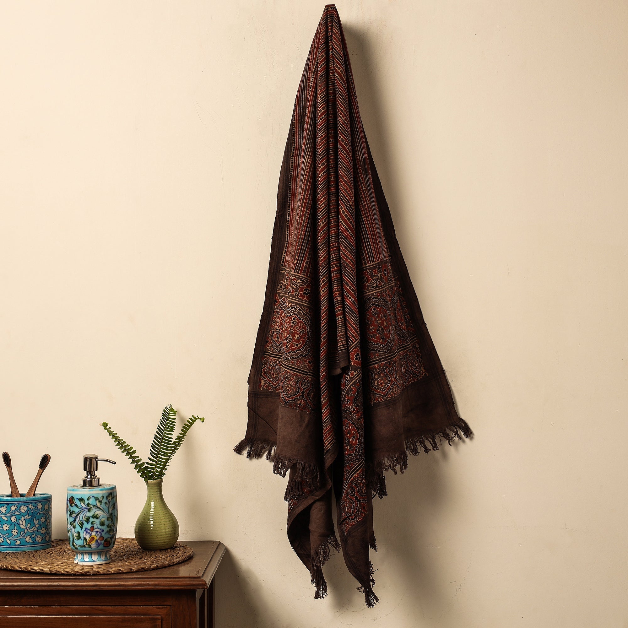 KACHCHH JI CHHAAP Brown - Block Print Cotton Ajrakh Handloom Towel