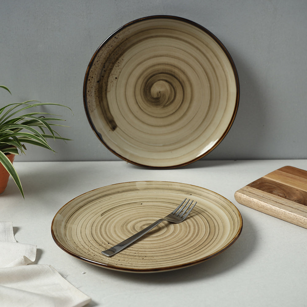 HAVELI CHRONICLES Beige - Hand Glazed Ceramic Plates (Set of 2) - view 2