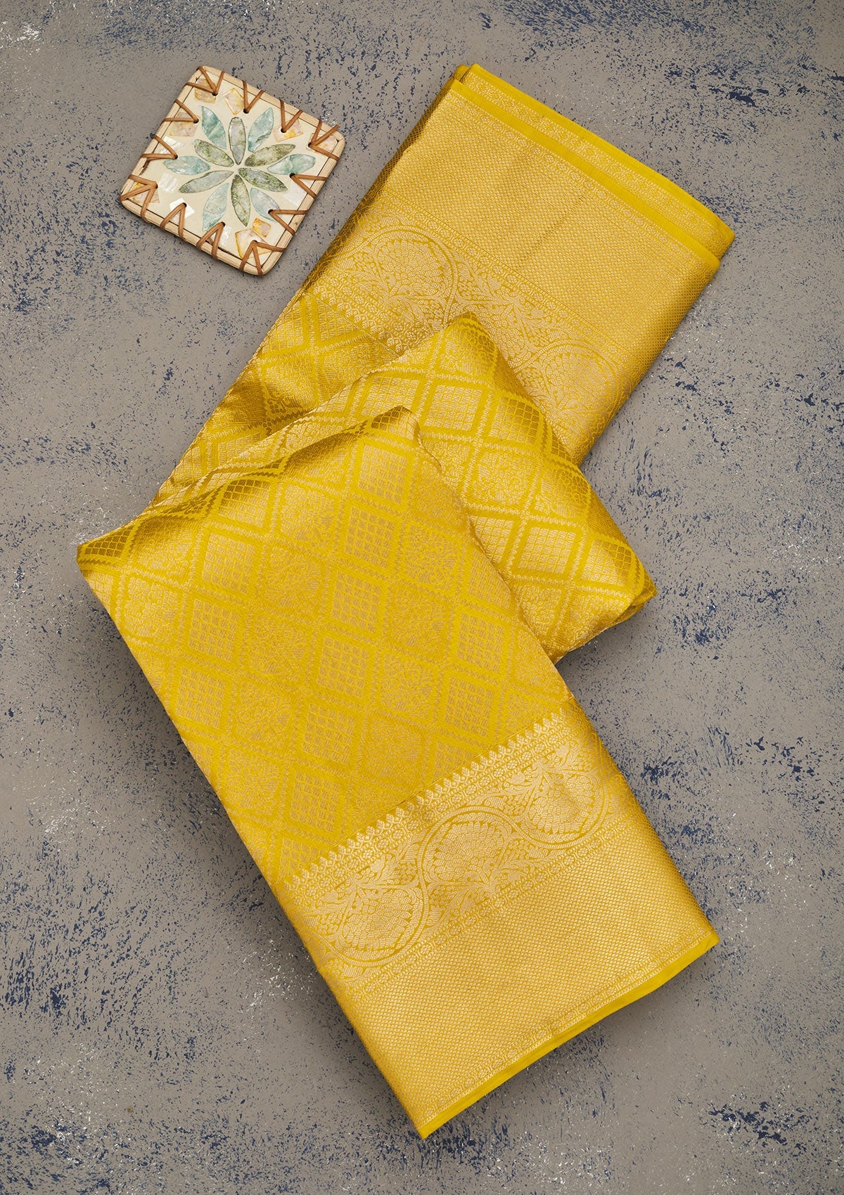 Koskii Yellow Zariwork Pure Silk Saree – Women's
