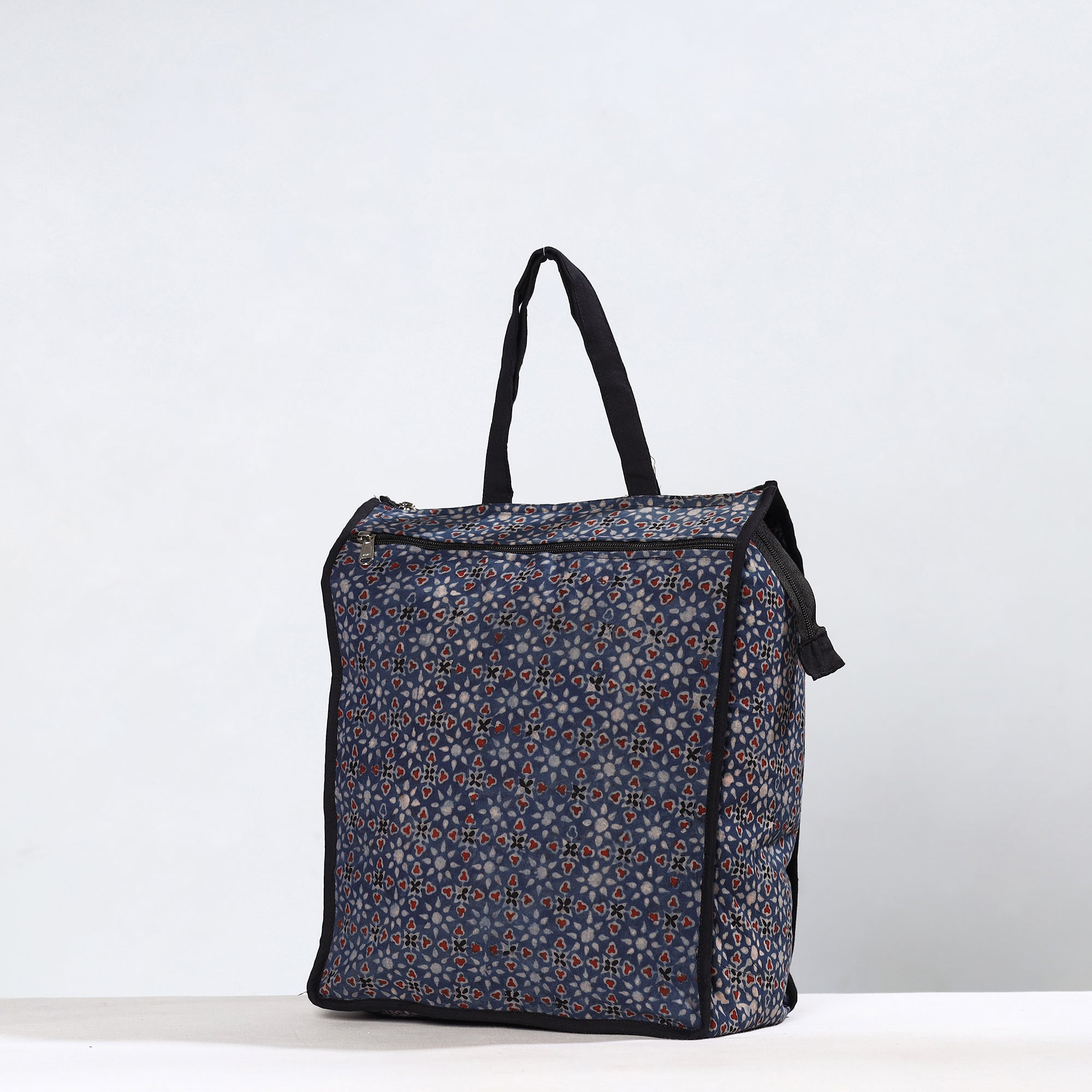 NOORI BAZAR Black - Handmade Ajrakh Block Printed Cotton Shopping Bag 01 - view 2