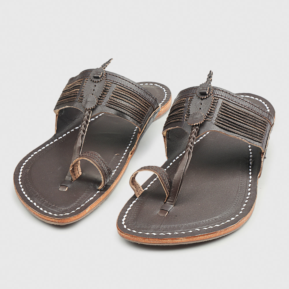 KORAKARI Brown Handstitched Leather Kolhapuri Men Slipper - view 2