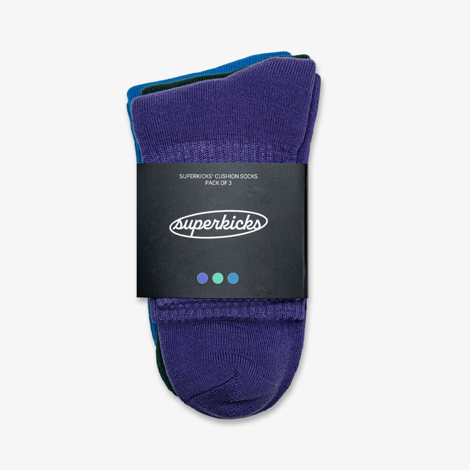 Superkicks | CREW SOCKS { PURPLE/GREEN/BLUE - view 2