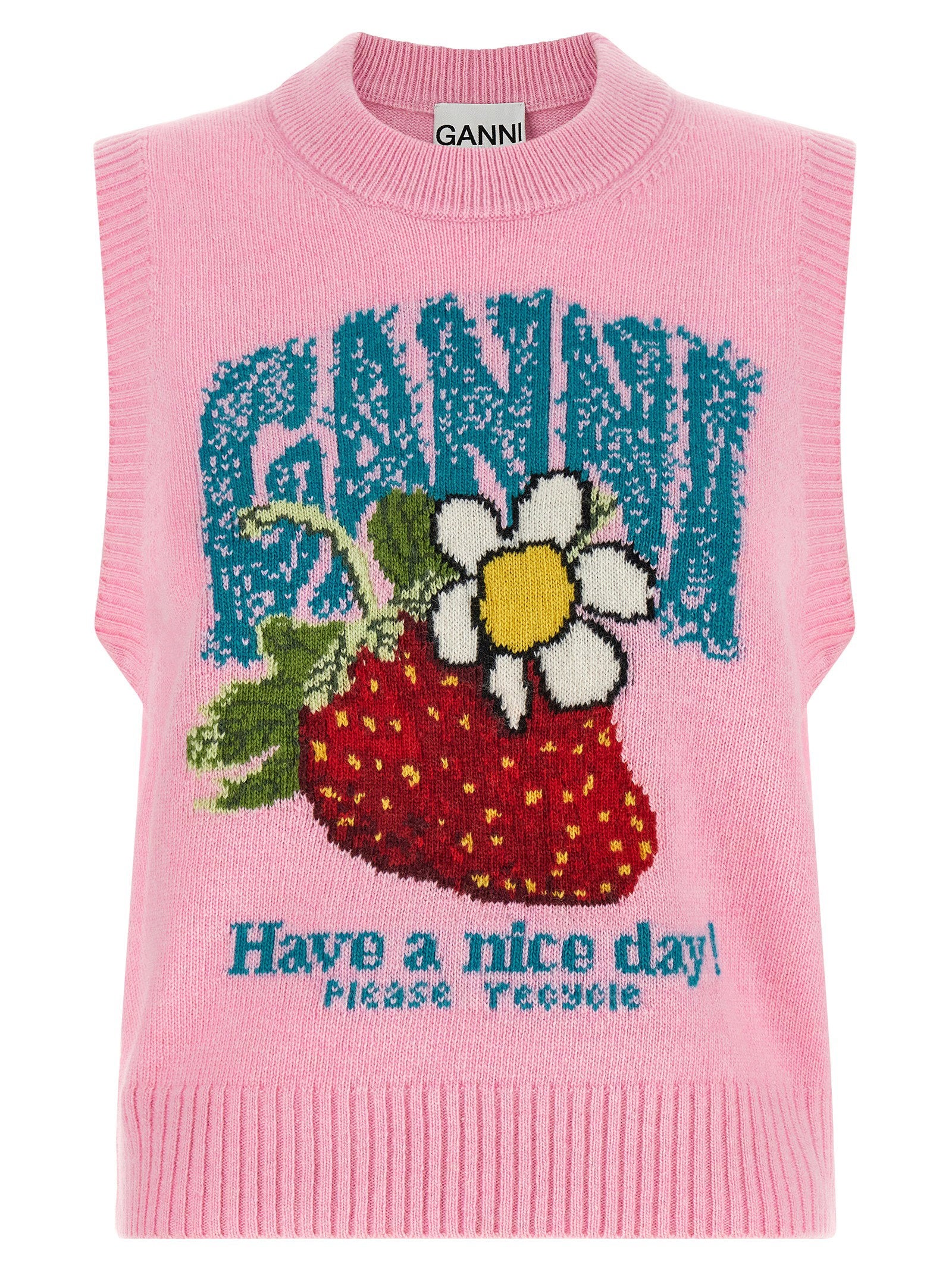 Ganni Strawberry Vest – 80% wool, 20% polyamide