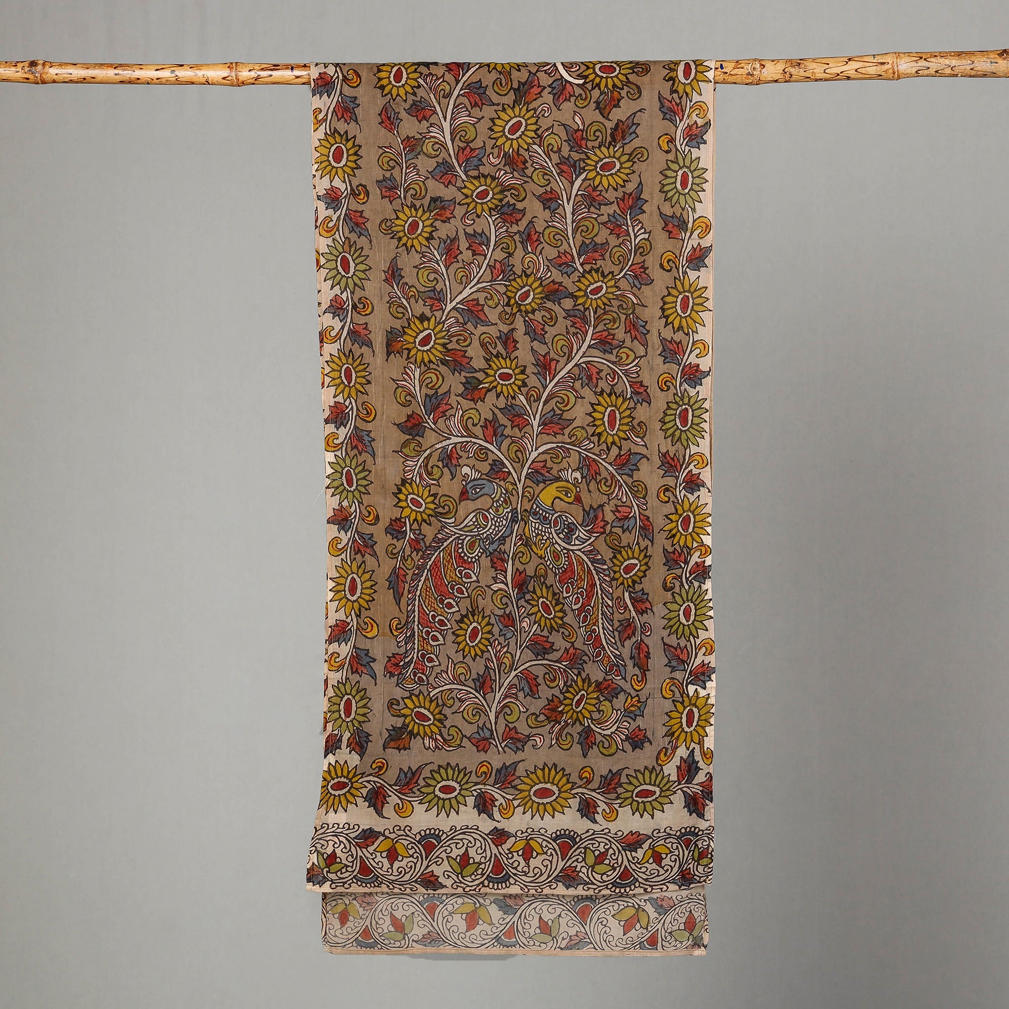 DWARAKA PLUS Brown - Handpainted Kalamkari Cotton Stole - view 2