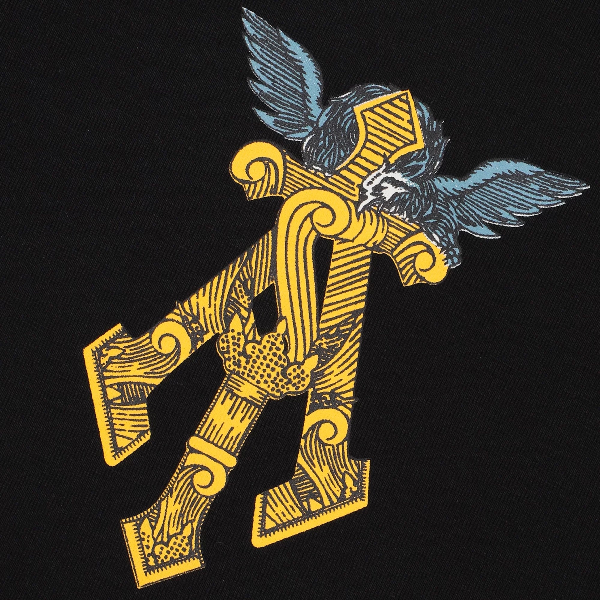 Almost Gods | Gilded Alpha Cross Relaxed Tee { Black/gold - view 4