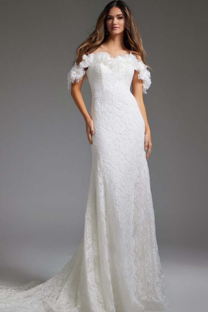 Jovani JB42295 Bridal Gown Ruffle Long Wedding Dress - view 3